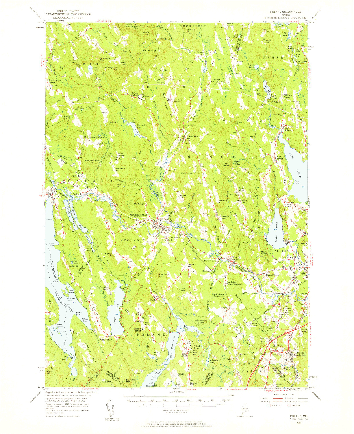 USGS 1:62500-SCALE QUADRANGLE FOR POLAND, ME 1956