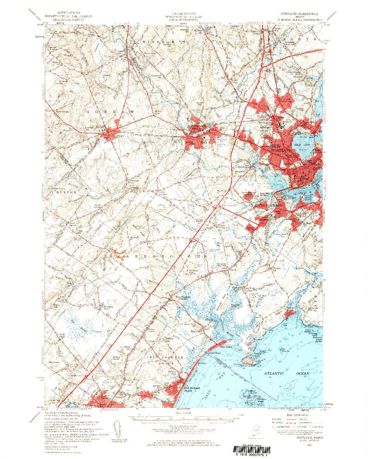 USGS 1:62500-SCALE QUADRANGLE FOR PORTLAND, ME 1957