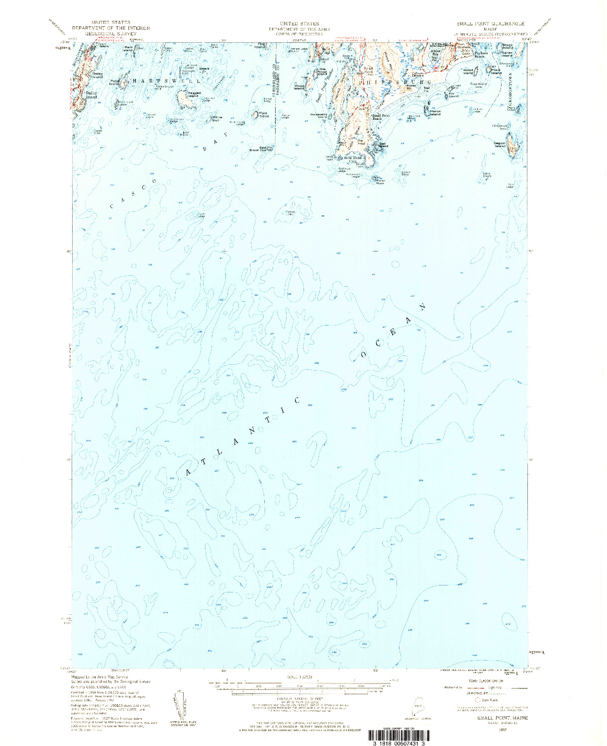 USGS 1:62500-SCALE QUADRANGLE FOR SMALL POINT, ME 1957