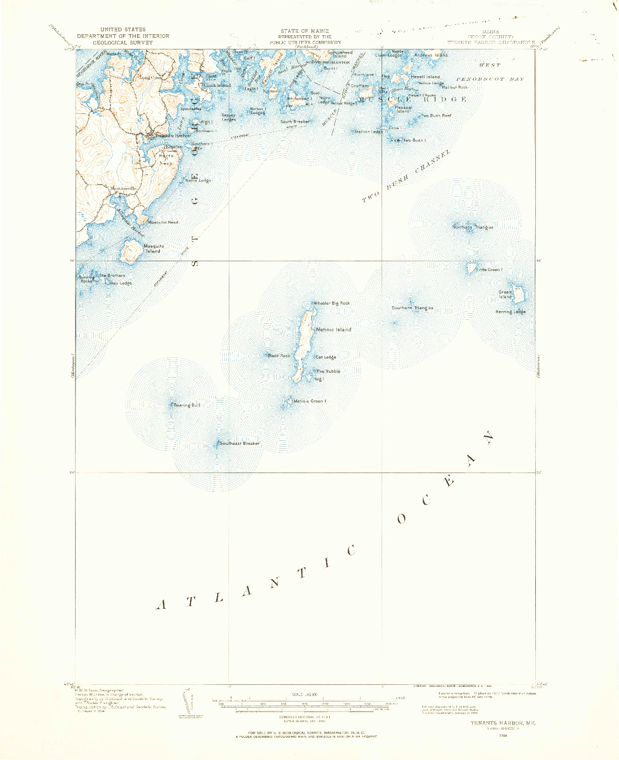 USGS 1:62500-SCALE QUADRANGLE FOR TENANTS HARBOR, ME 1904