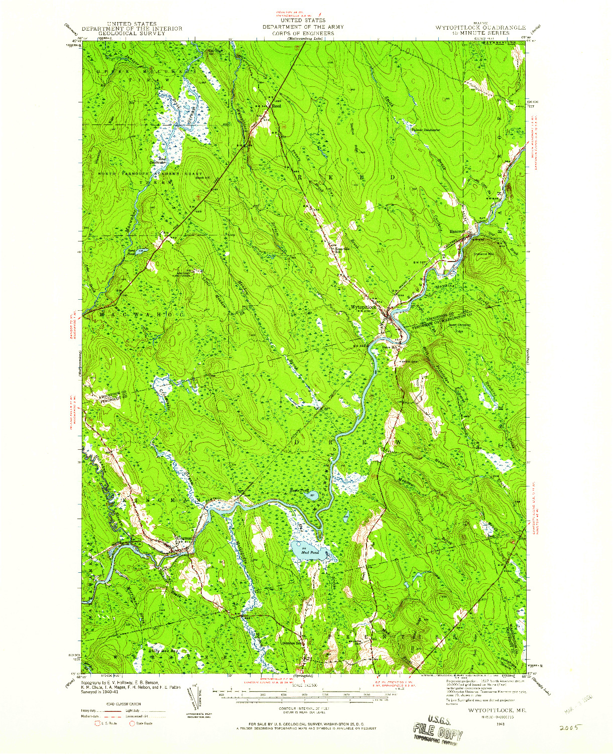 USGS 1:62500-SCALE QUADRANGLE FOR WYTOPITLOCK, ME 1941