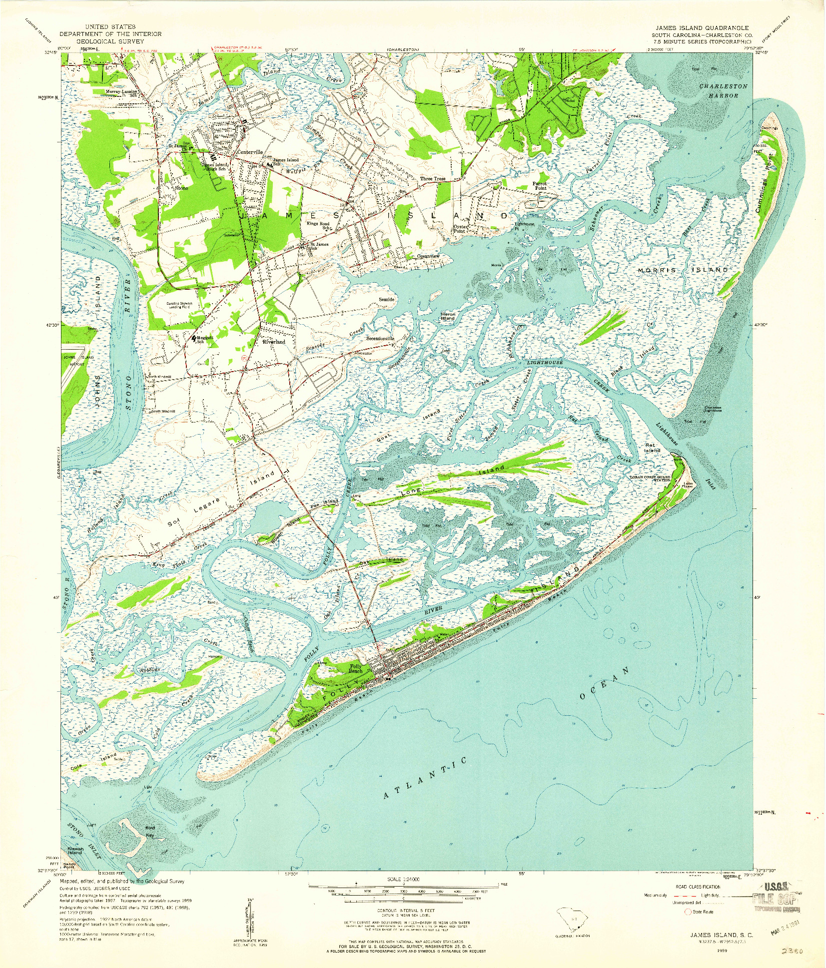 USGS 1:24000-SCALE QUADRANGLE FOR JAMES ISLAND, SC 1959