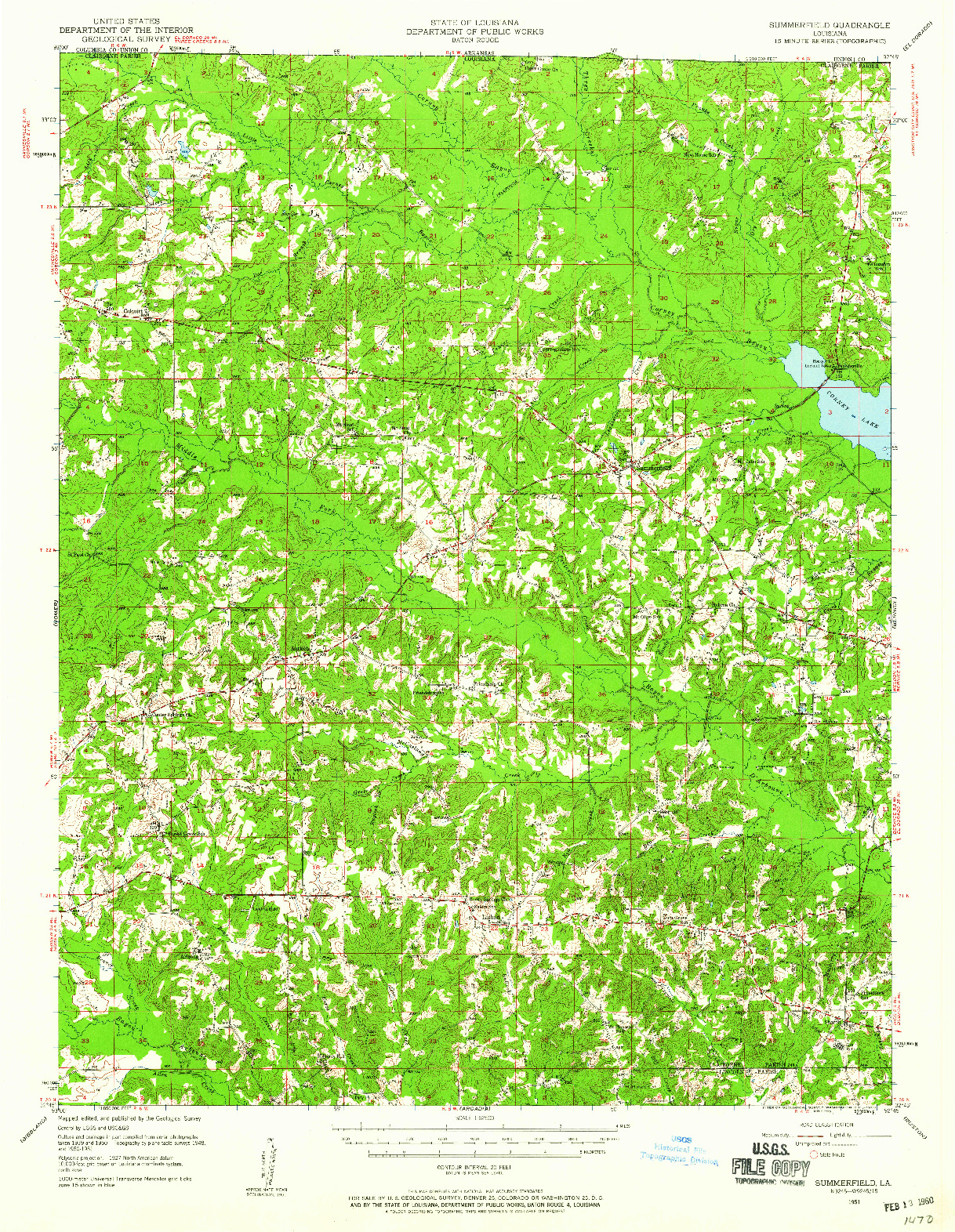 USGS 1:62500-SCALE QUADRANGLE FOR SUMMERFIELD, LA 1951