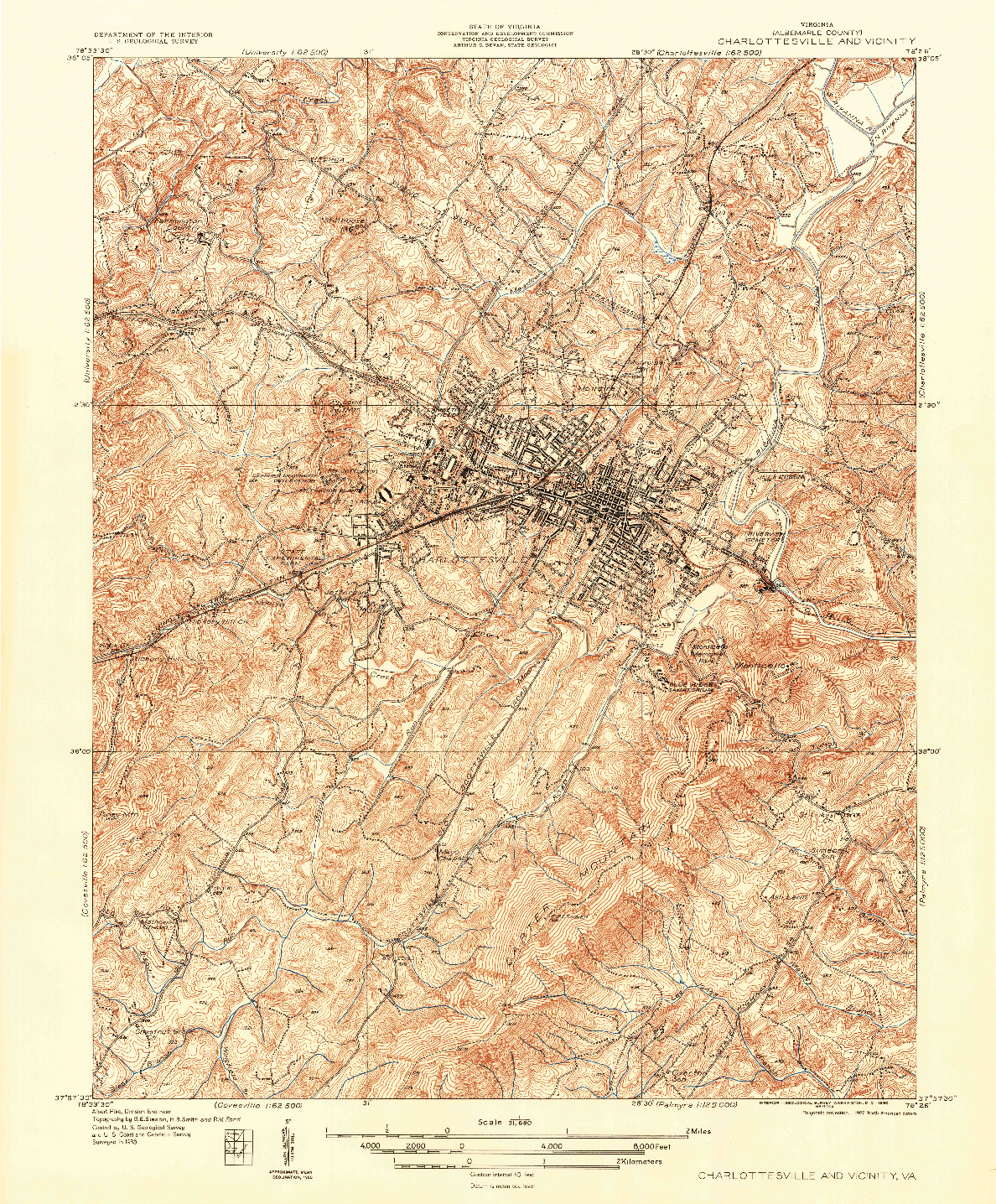 USGS 1:31680-SCALE QUADRANGLE FOR CHARLOTTESVILLE AND VICINITY, VA 1960