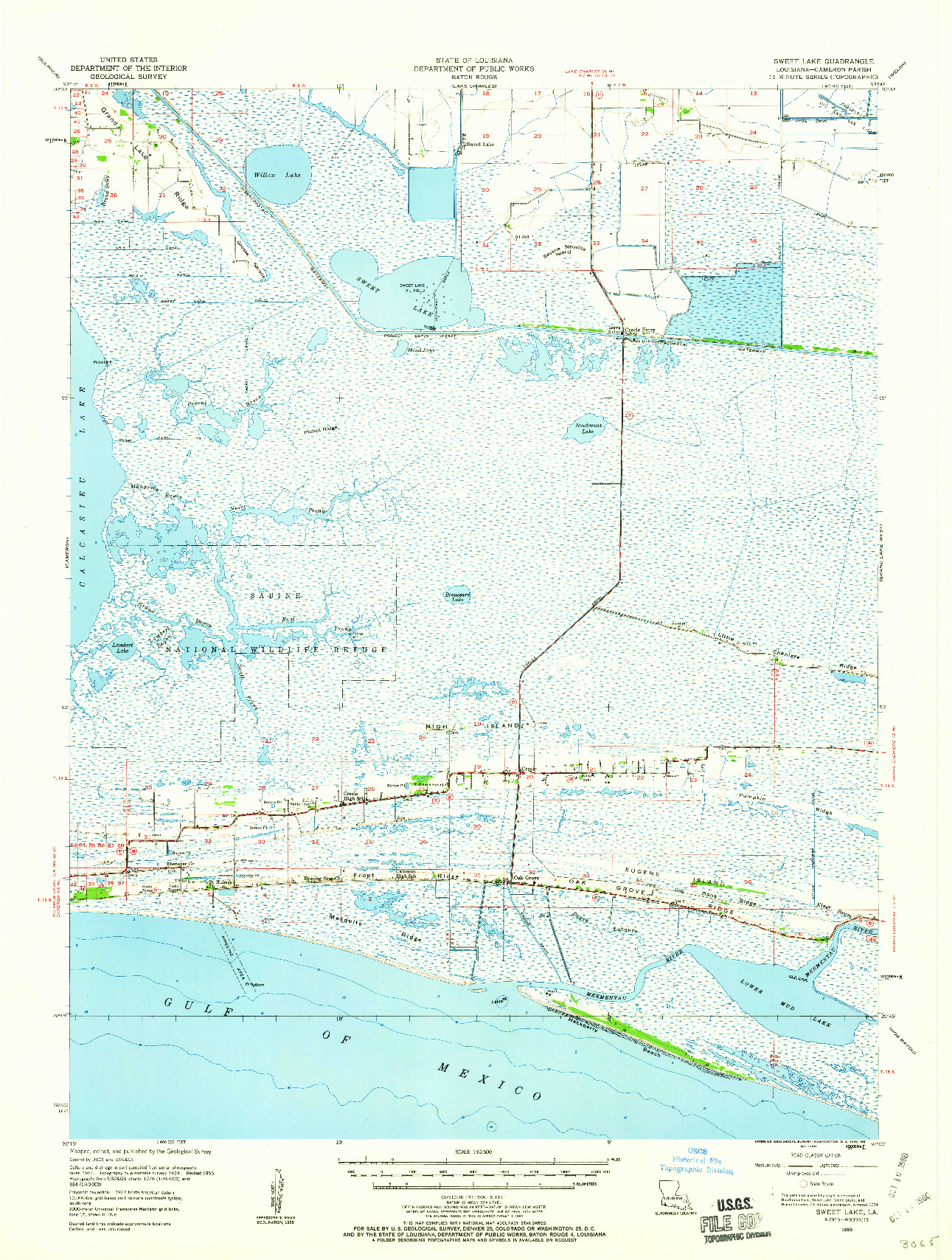 USGS 1:62500-SCALE QUADRANGLE FOR SWEET LAKE, LA 1955