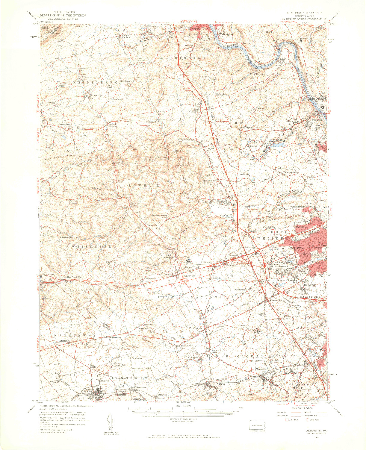 USGS 1:62500-SCALE QUADRANGLE FOR ALBURTIS, PA 1957