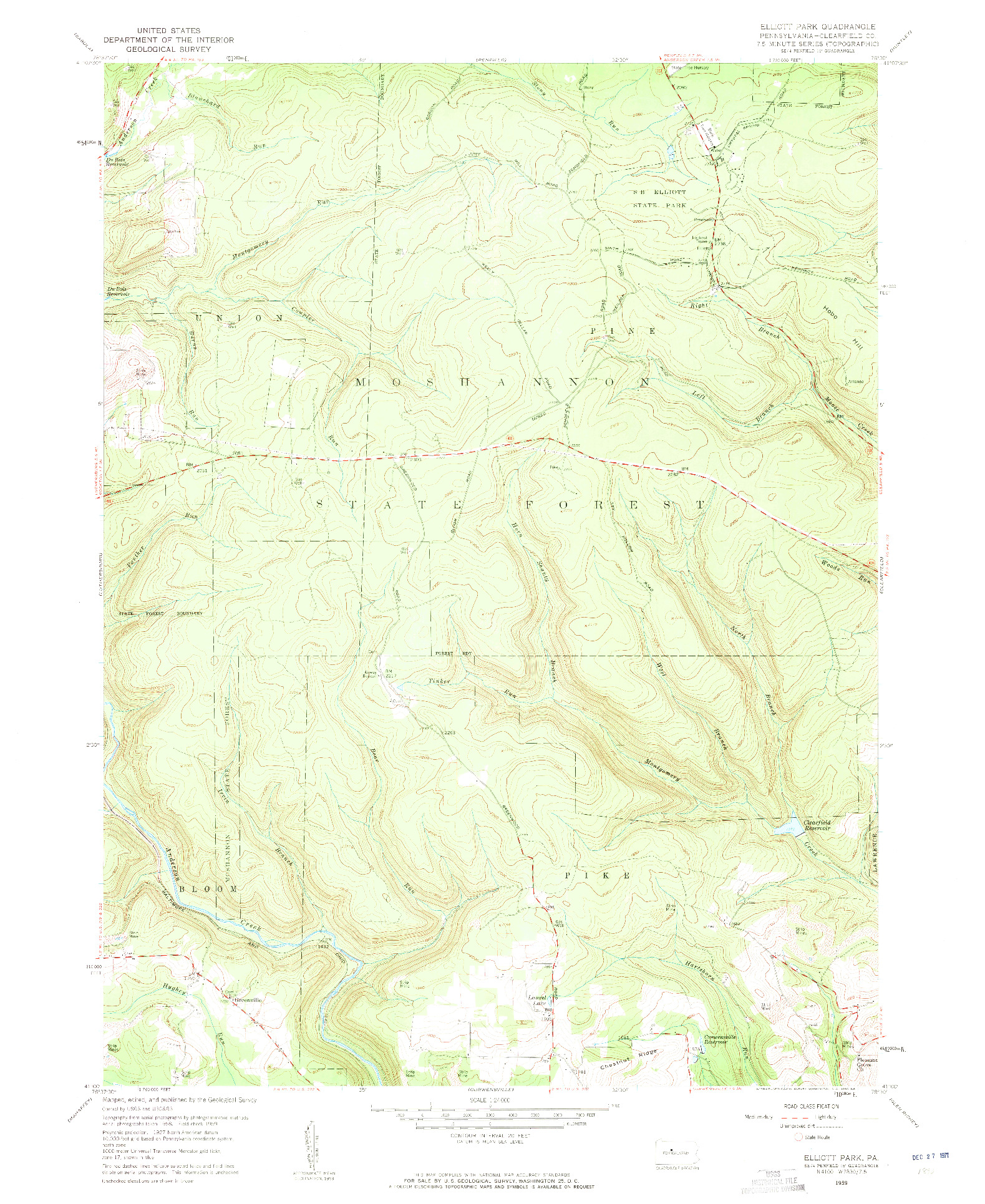 USGS 1:24000-SCALE QUADRANGLE FOR ELLIOTT PARK, PA 1959