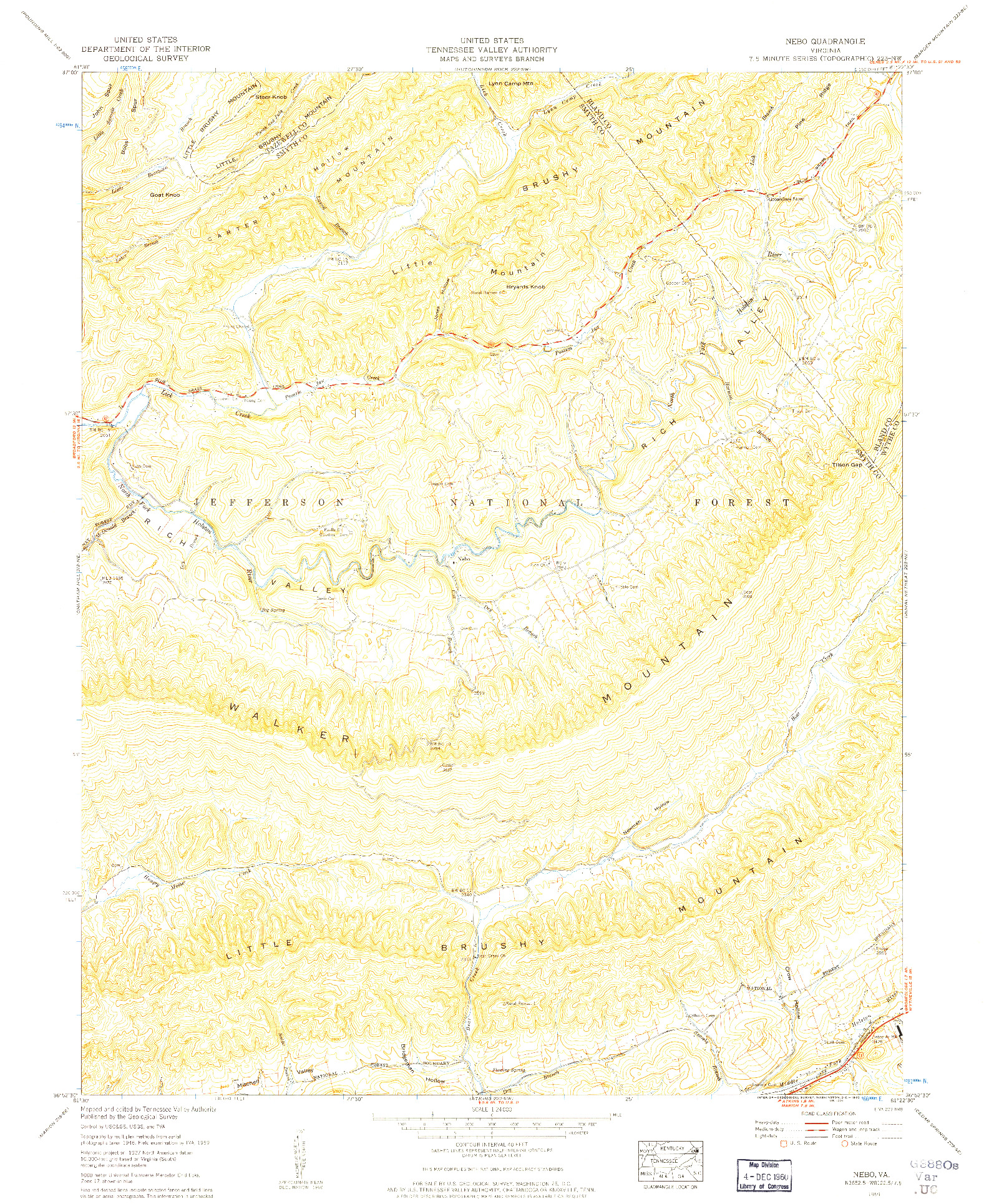 USGS 1:24000-SCALE QUADRANGLE FOR NEBO, VA 1959