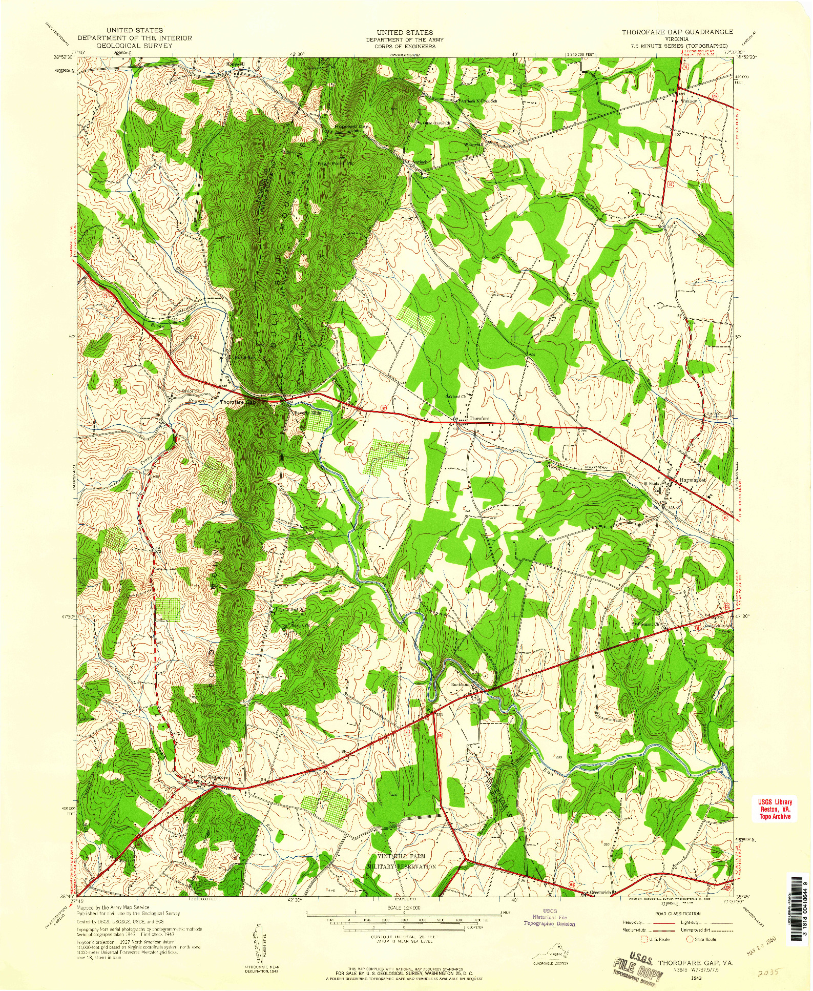 USGS 1:24000-SCALE QUADRANGLE FOR THOROFARE GAP, VA 1943