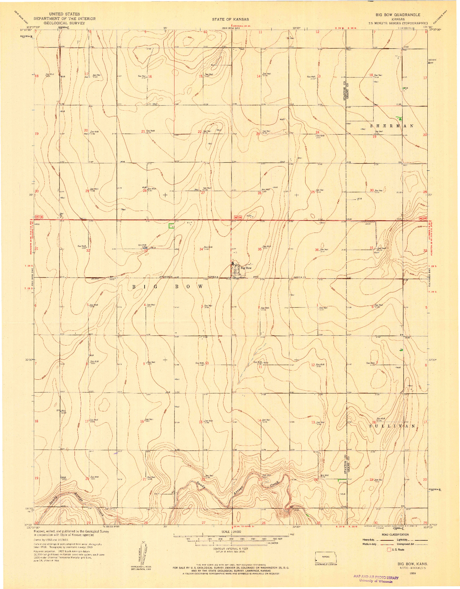 USGS 1:24000-SCALE QUADRANGLE FOR BIG BOW, KS 1959