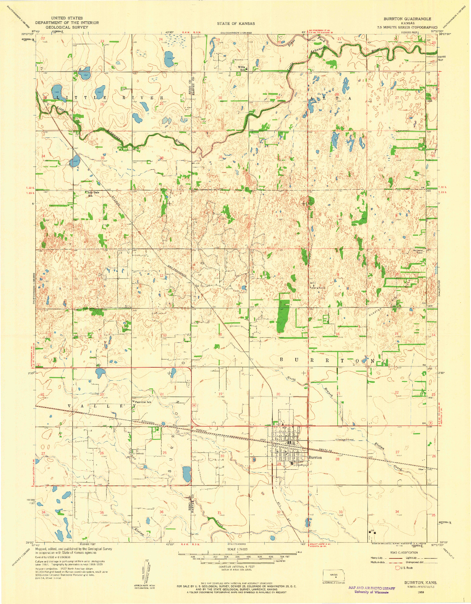USGS 1:24000-SCALE QUADRANGLE FOR BURRTON, KS 1959