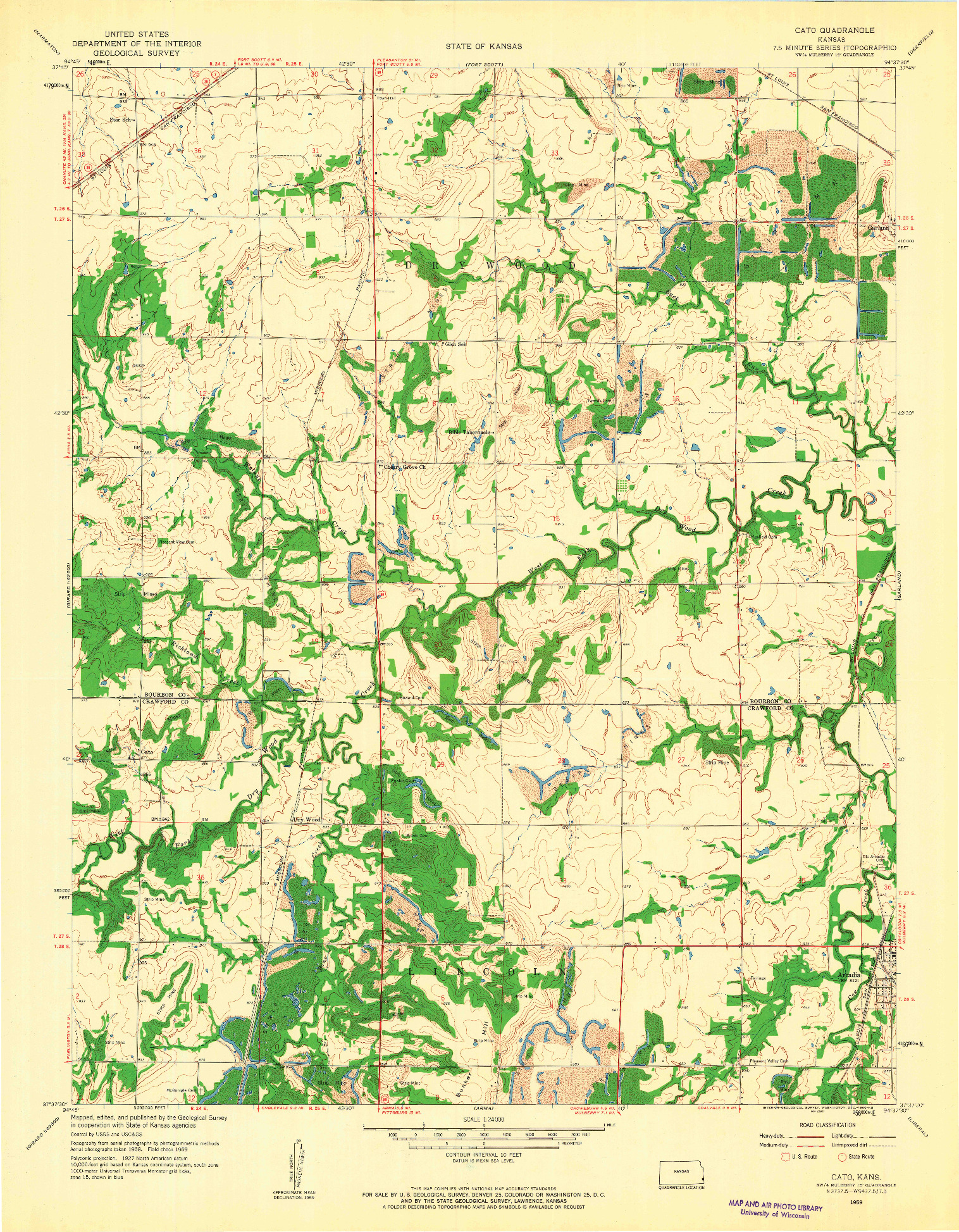 USGS 1:24000-SCALE QUADRANGLE FOR CATO, KS 1959
