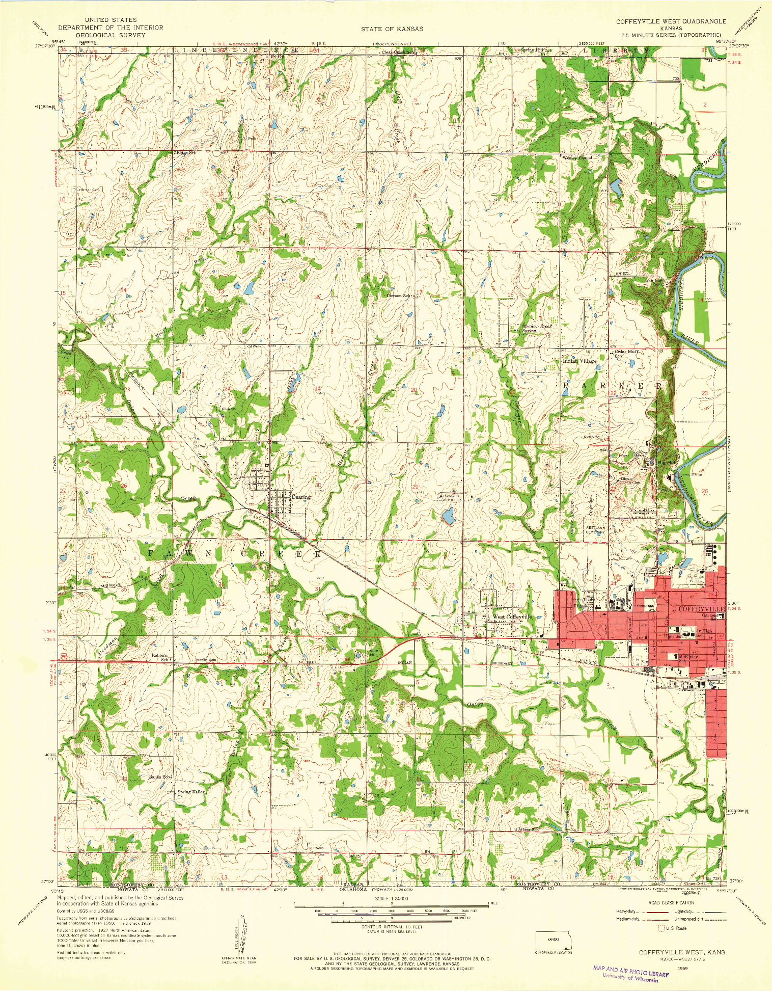 USGS 1:24000-SCALE QUADRANGLE FOR COFFEYVILLE WEST, KS 1959