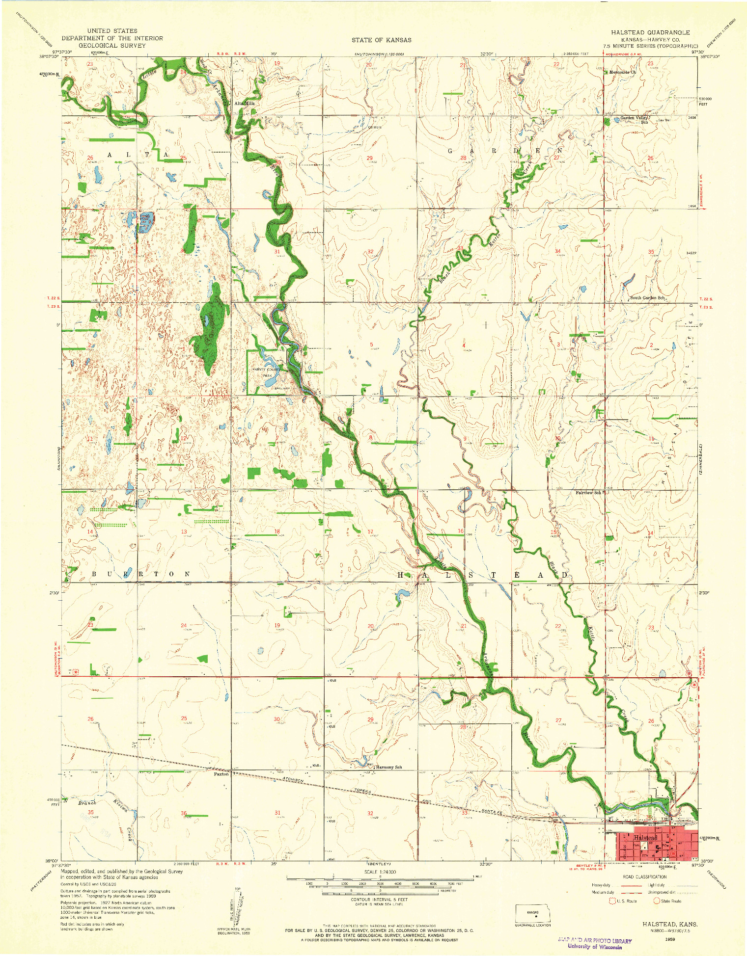 USGS 1:24000-SCALE QUADRANGLE FOR HALSTEAD, KS 1959