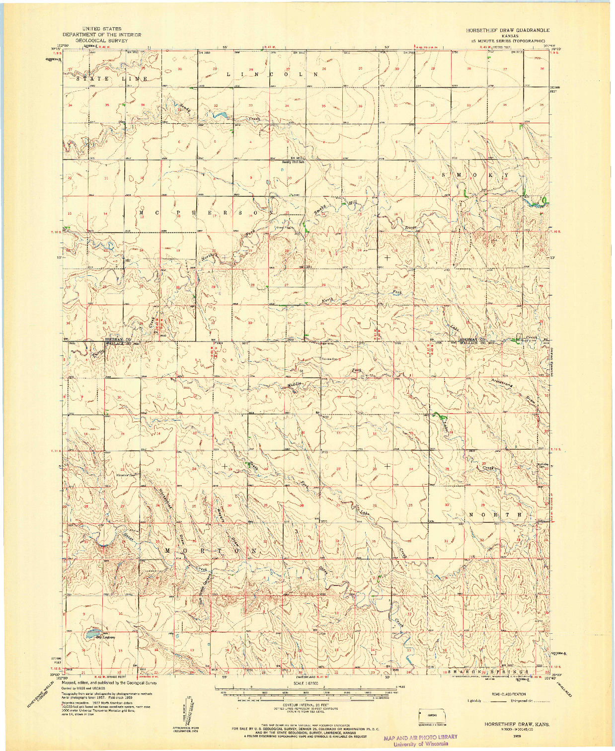USGS 1:62500-SCALE QUADRANGLE FOR HORSETHIEF DRAW, KS 1959
