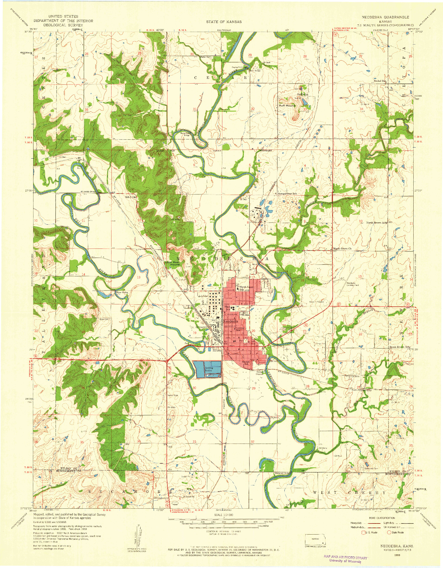 USGS 1:24000-SCALE QUADRANGLE FOR NEODESHA, KS 1959