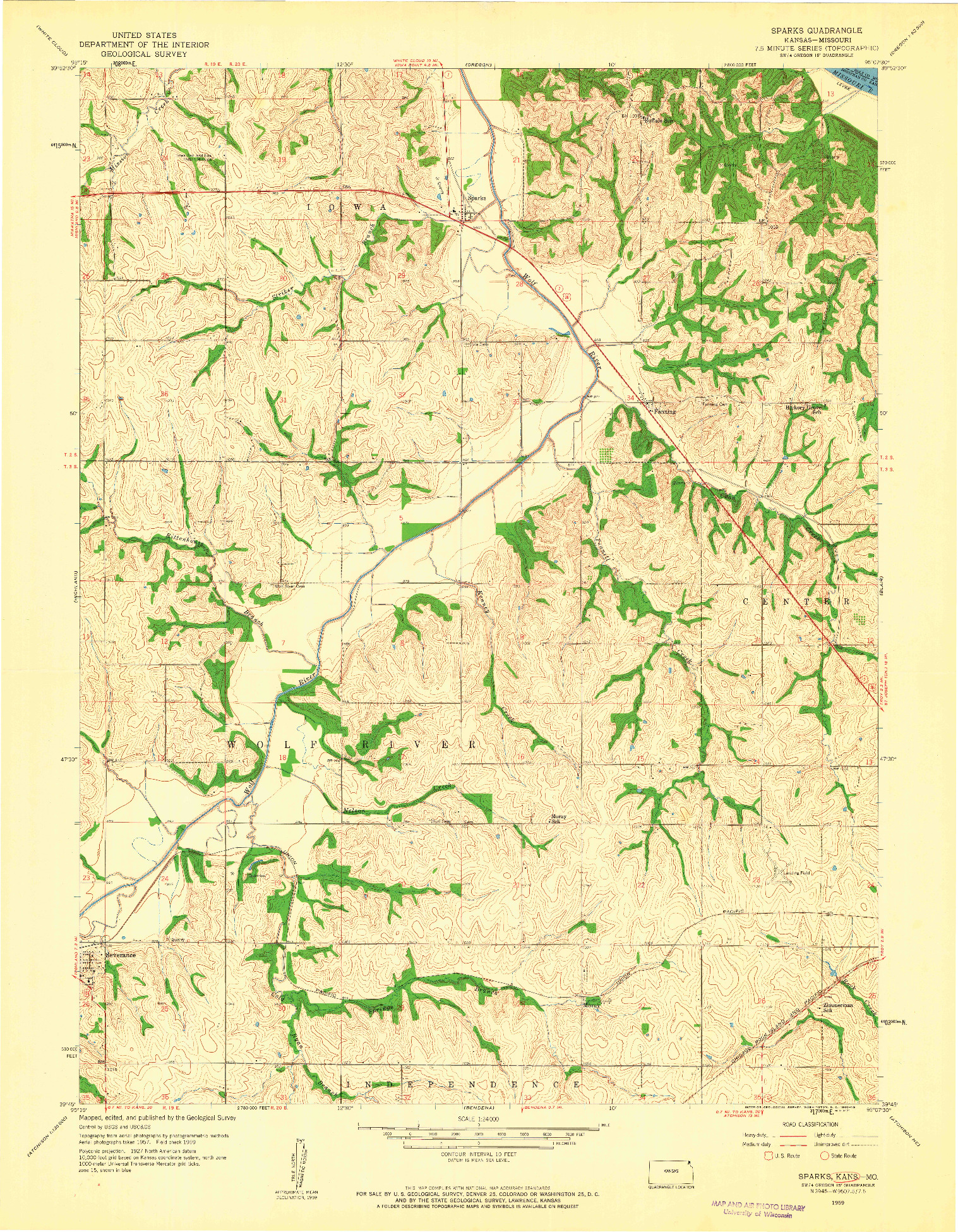 USGS 1:24000-SCALE QUADRANGLE FOR SPARKS, KS 1959