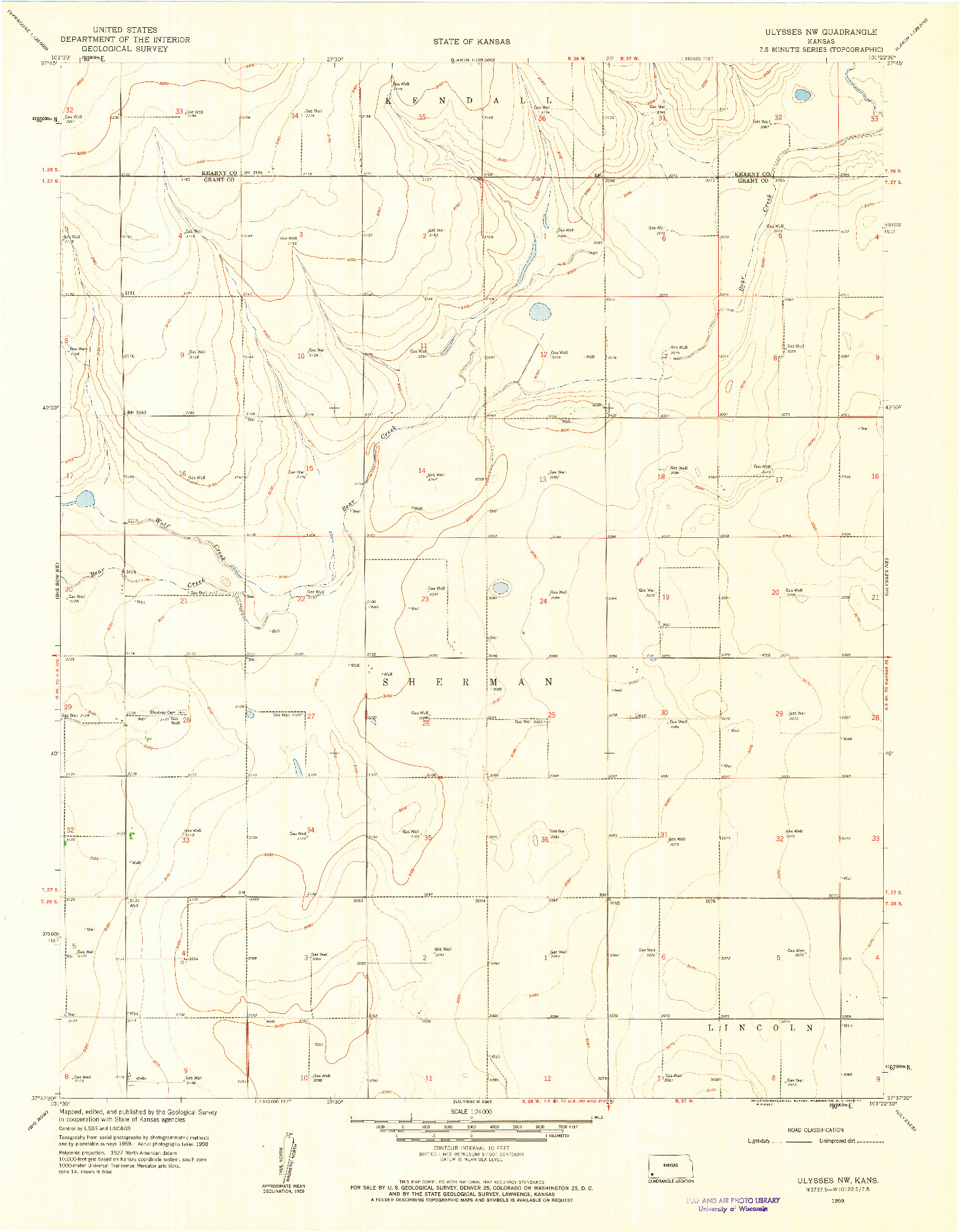 USGS 1:24000-SCALE QUADRANGLE FOR ULYSSES NW, KS 1959
