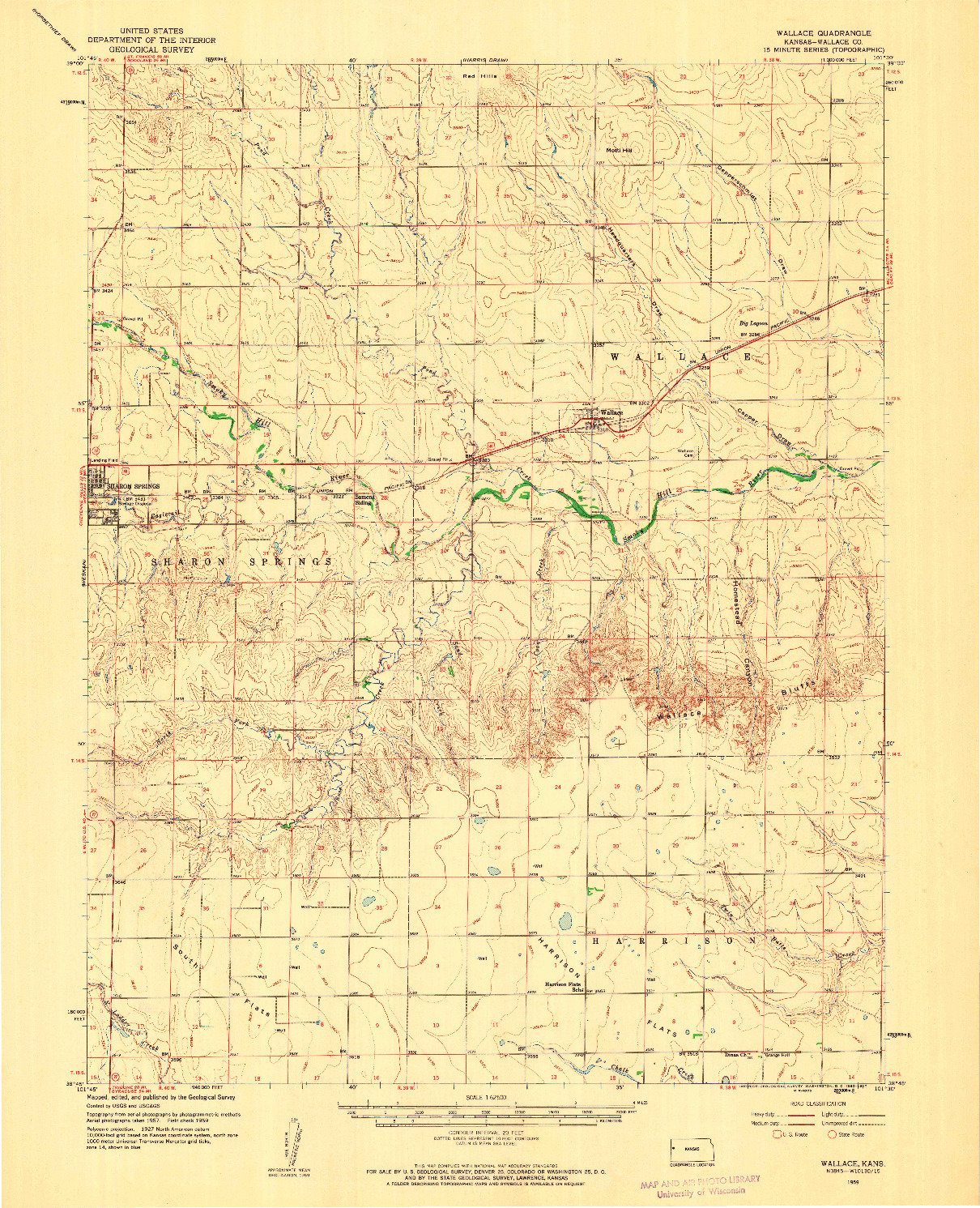 USGS 1:62500-SCALE QUADRANGLE FOR WALLACE, KS 1959