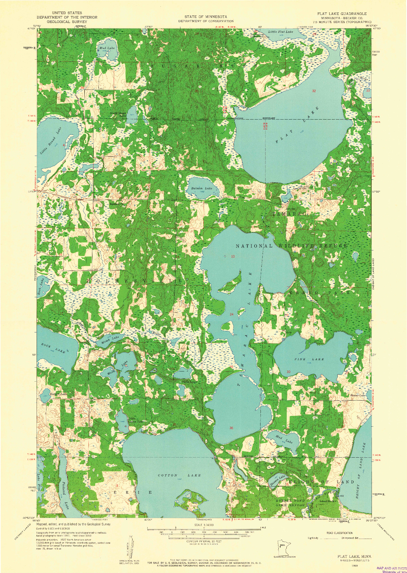 USGS 1:24000-SCALE QUADRANGLE FOR FLAT LAKE, MN 1959
