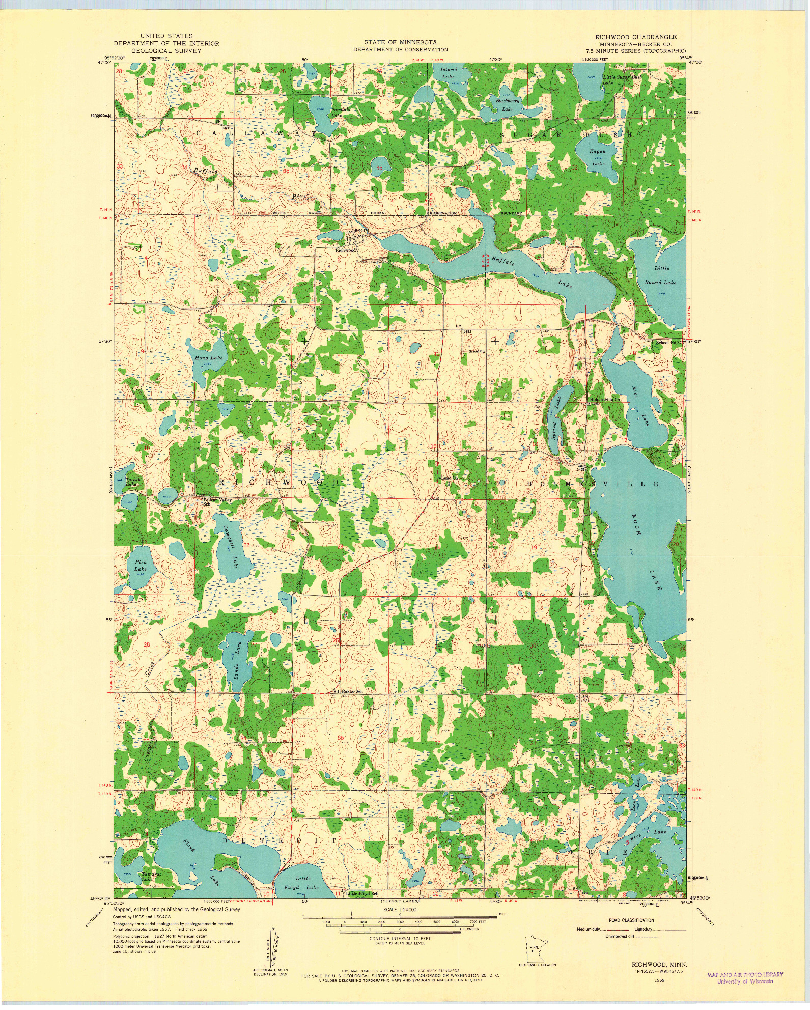 USGS 1:24000-SCALE QUADRANGLE FOR RICHWOOD, MN 1959