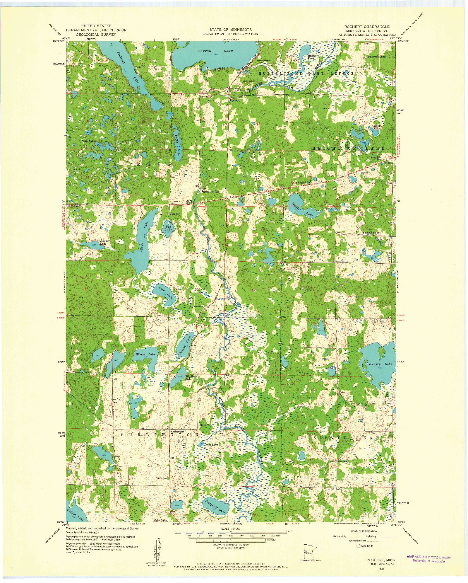 USGS 1:24000-SCALE QUADRANGLE FOR ROCHERT, MN 1959