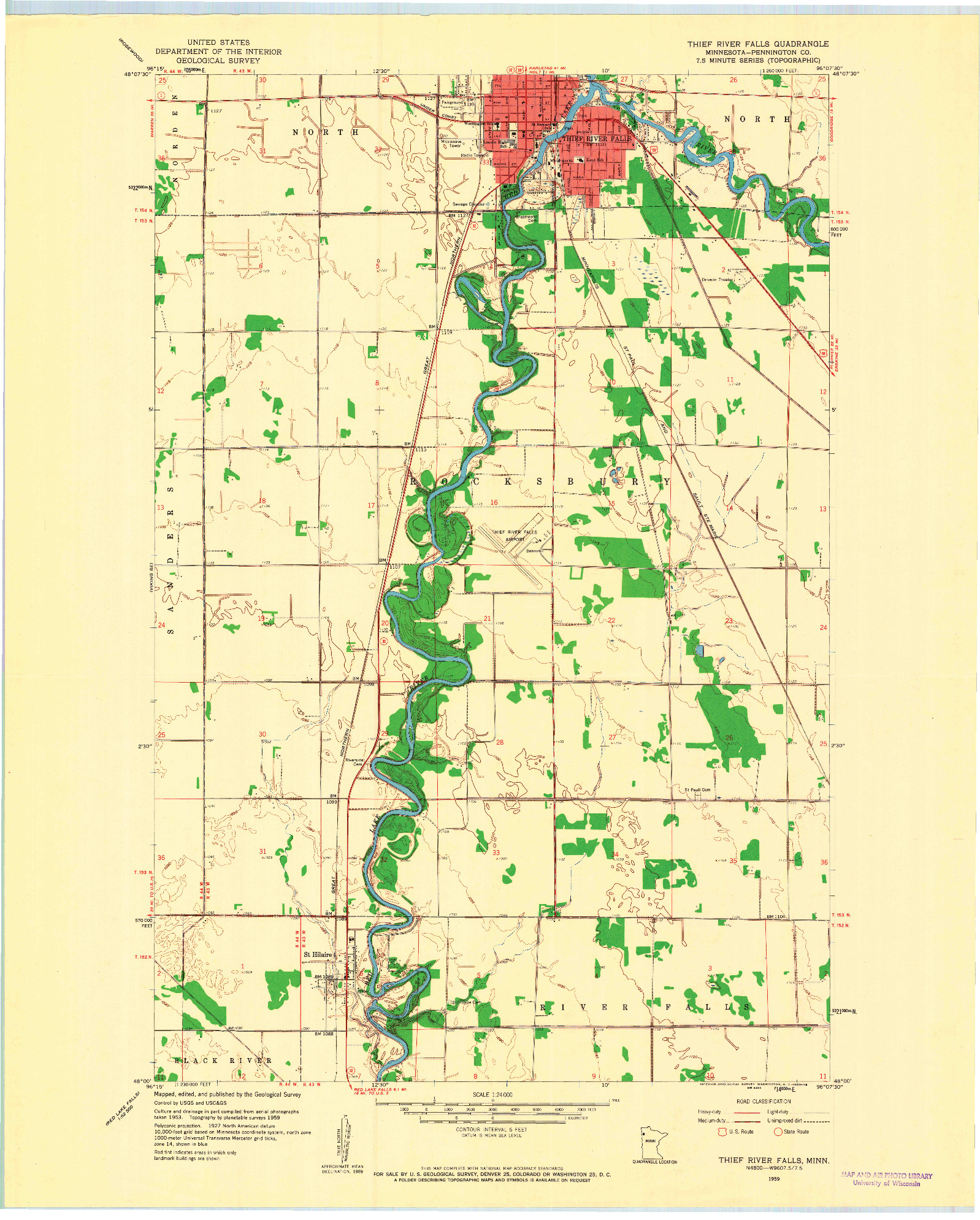 USGS 1:24000-SCALE QUADRANGLE FOR THIEF RIVER FALLS, MN 1959