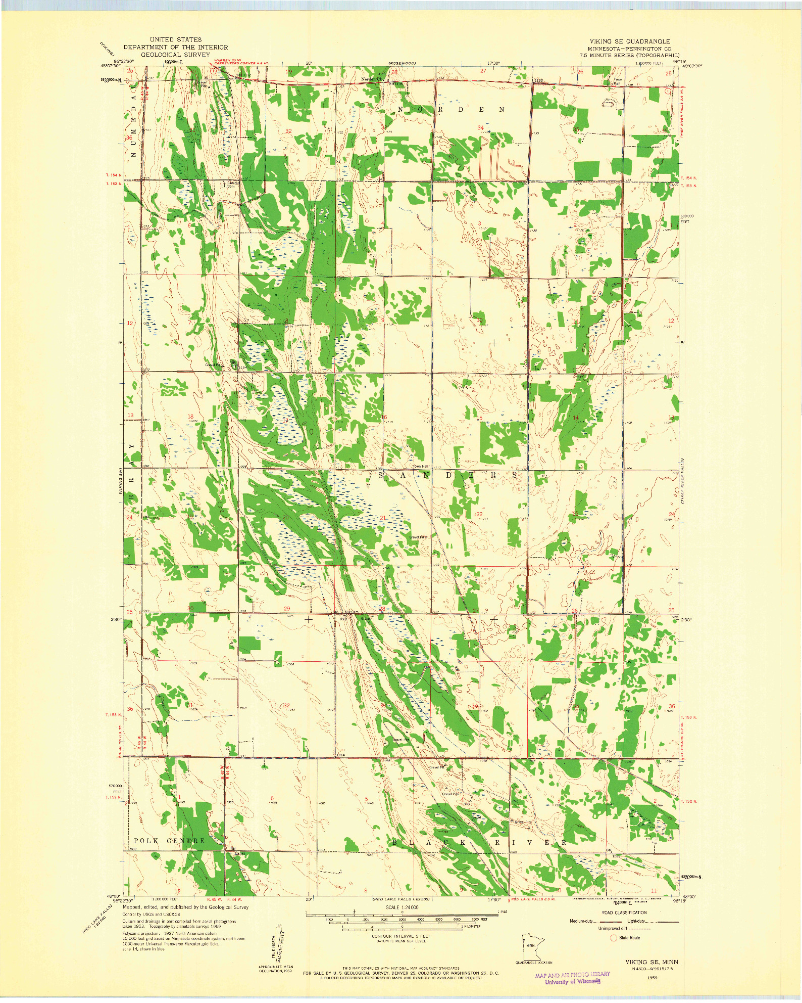 USGS 1:24000-SCALE QUADRANGLE FOR VIKING SE, MN 1959