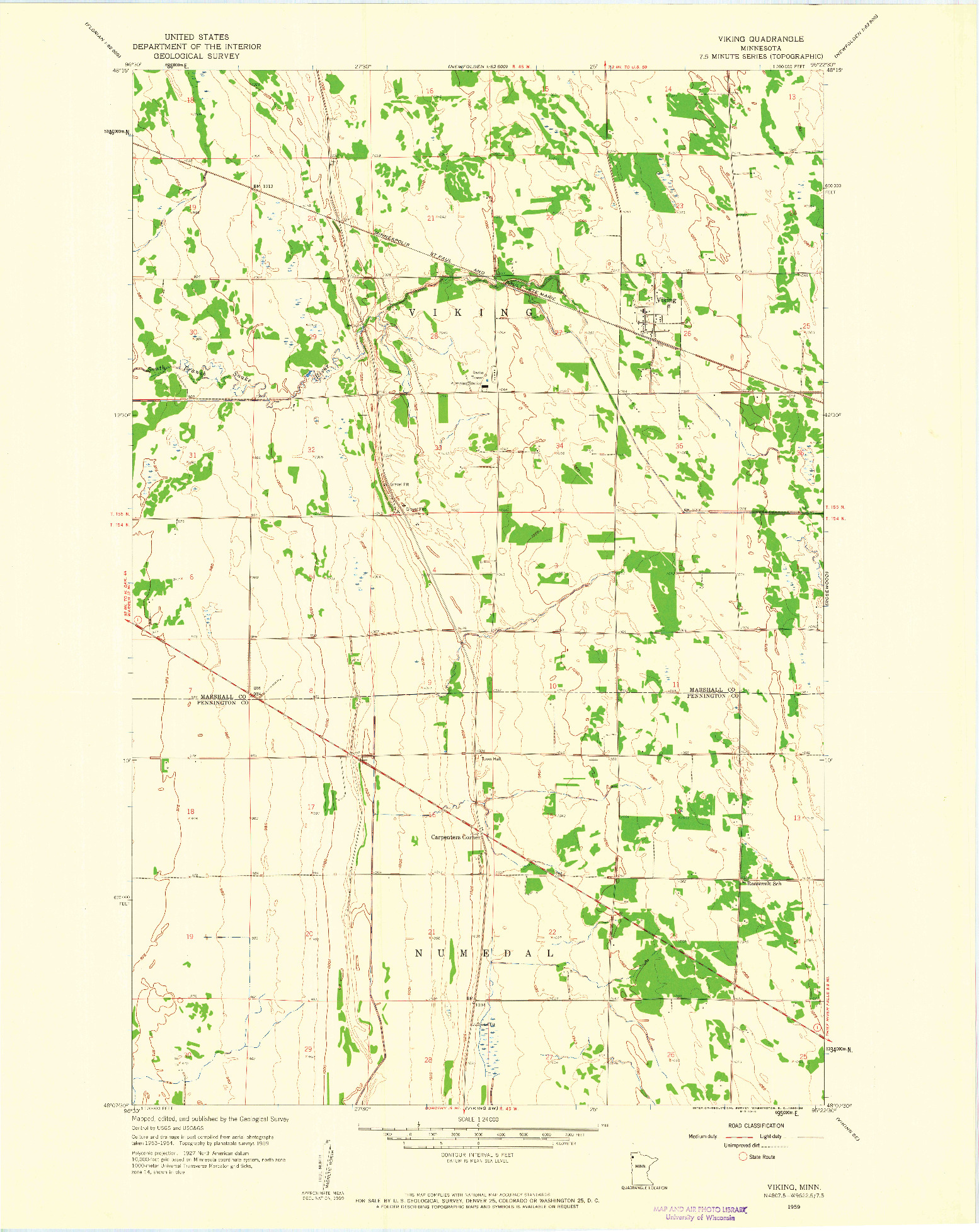 USGS 1:24000-SCALE QUADRANGLE FOR VIKING, MN 1959