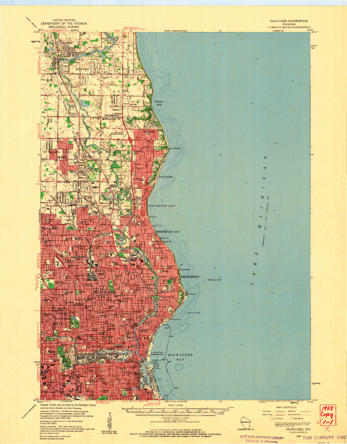 USGS 1:62500-SCALE QUADRANGLE FOR MILWAUKEE, WI 1958