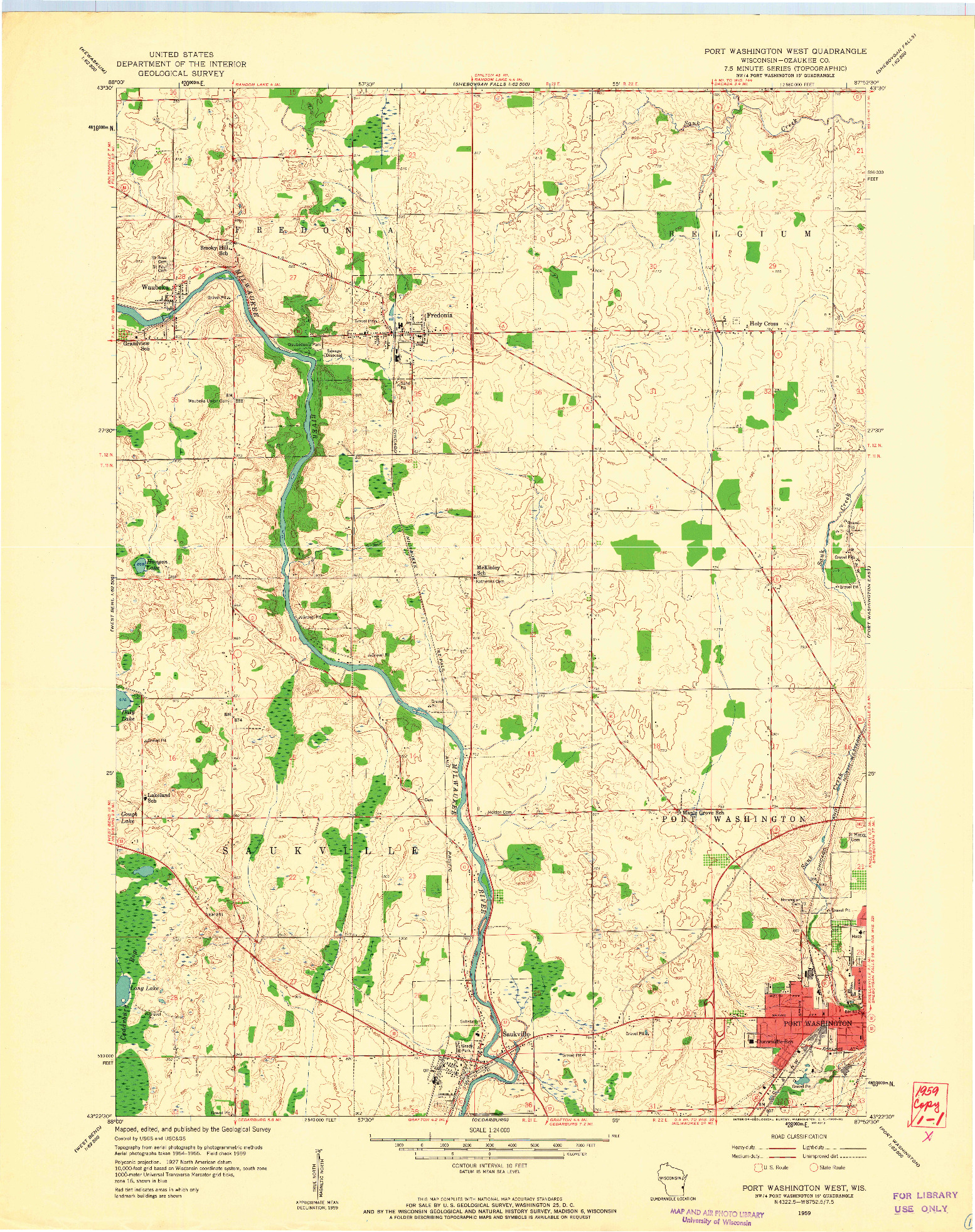 USGS 1:24000-SCALE QUADRANGLE FOR PORT WASHINGTON WEST, WI 1959