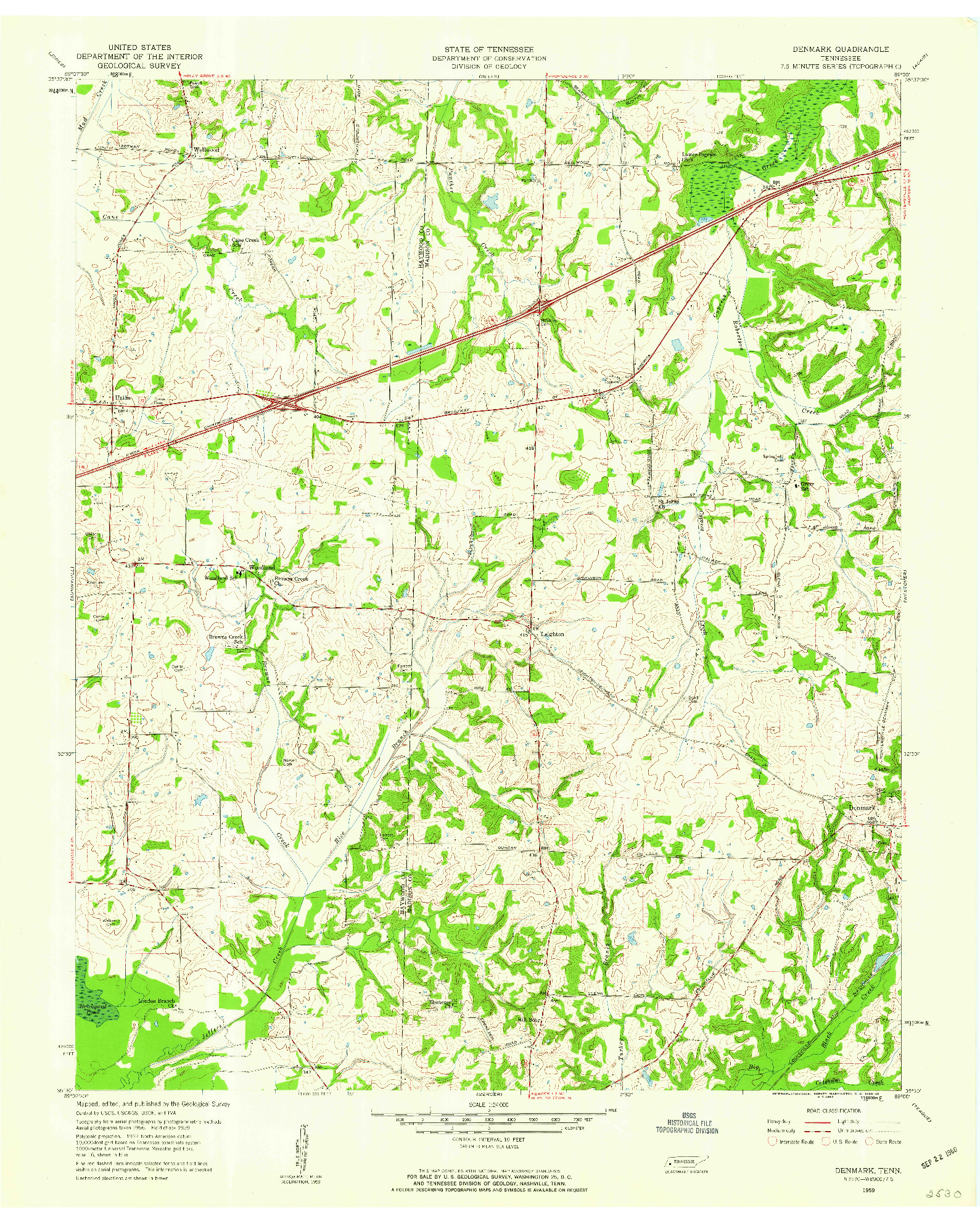 USGS 1:24000-SCALE QUADRANGLE FOR DENMARK, TN 1959
