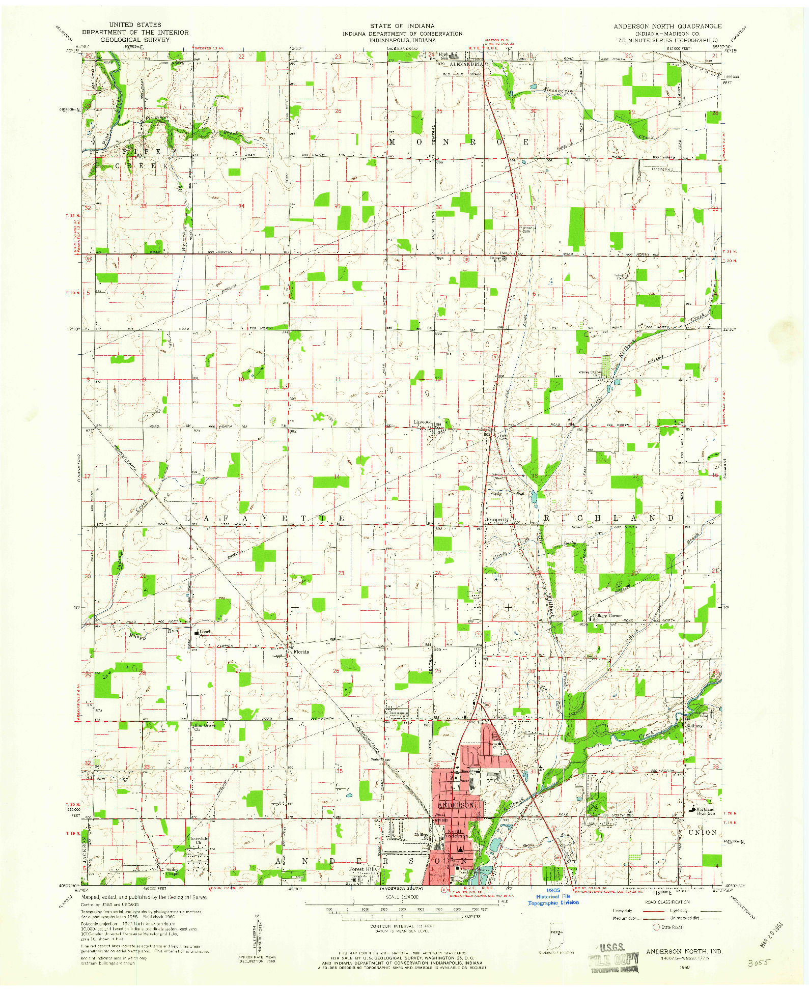 USGS 1:24000-SCALE QUADRANGLE FOR ANDERSON NORTH, IN 1960