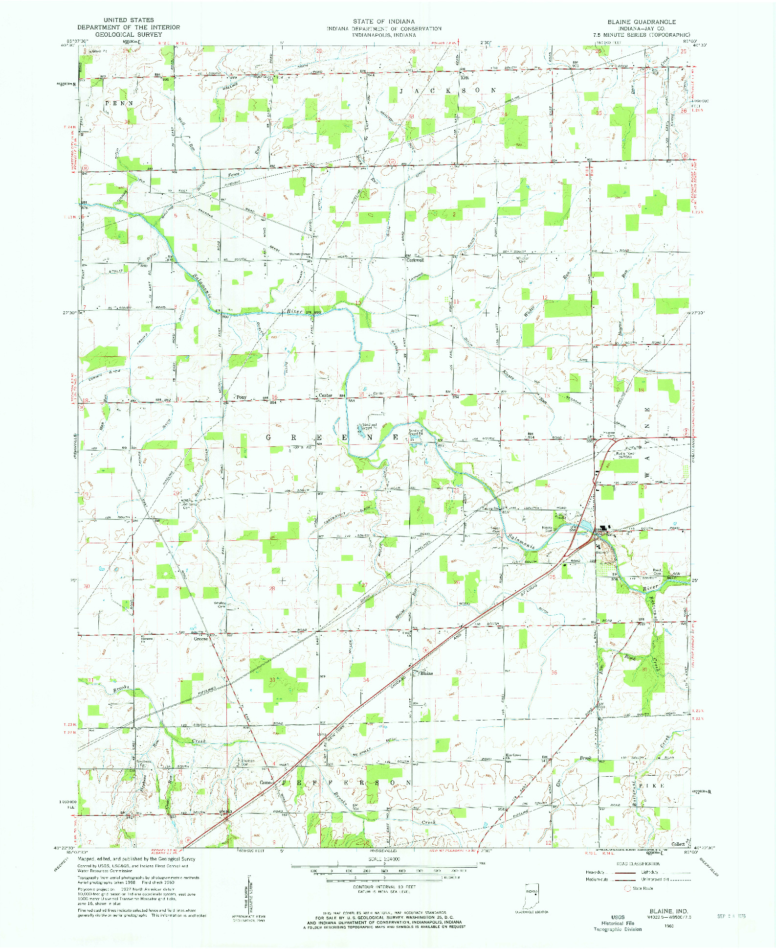 USGS 1:24000-SCALE QUADRANGLE FOR BLAINE, IN 1960