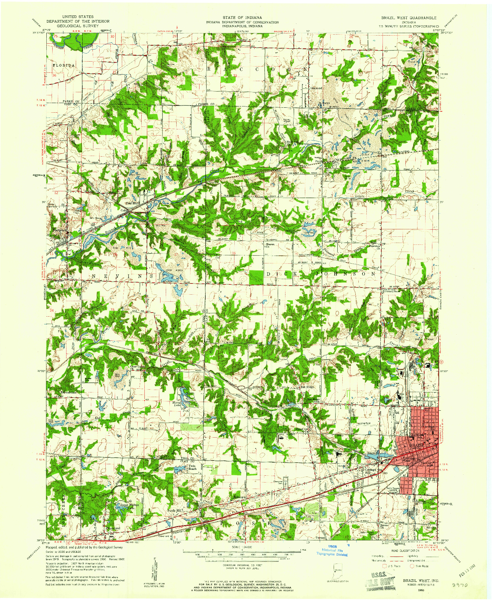 USGS 1:24000-SCALE QUADRANGLE FOR BRAZIL WEST, IN 1960