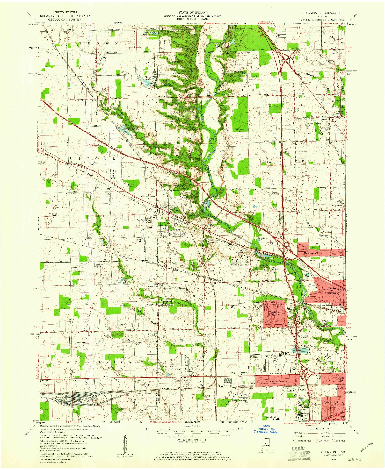 USGS 1:24000-SCALE QUADRANGLE FOR CLERMONT, IN 1959