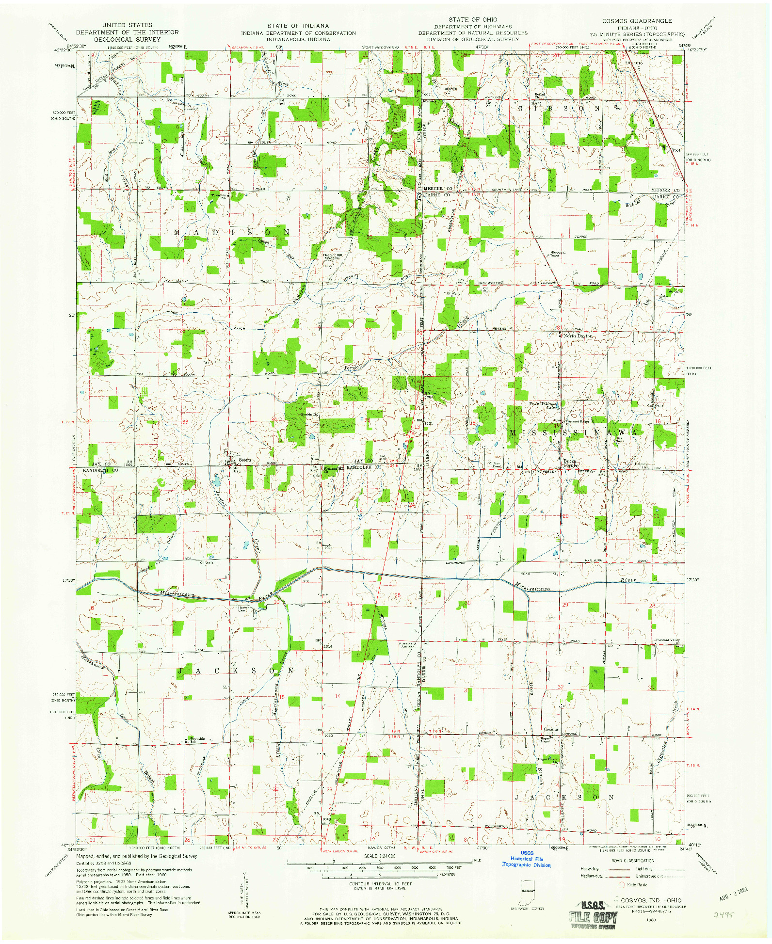 USGS 1:24000-SCALE QUADRANGLE FOR COSMOS, IN 1960