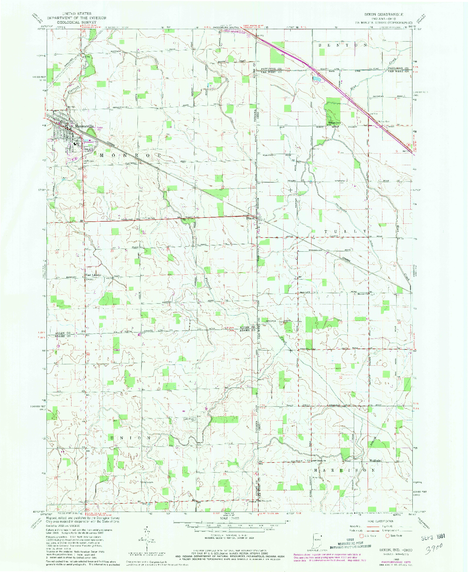 USGS 1:24000-SCALE QUADRANGLE FOR DIXON, IN 1960