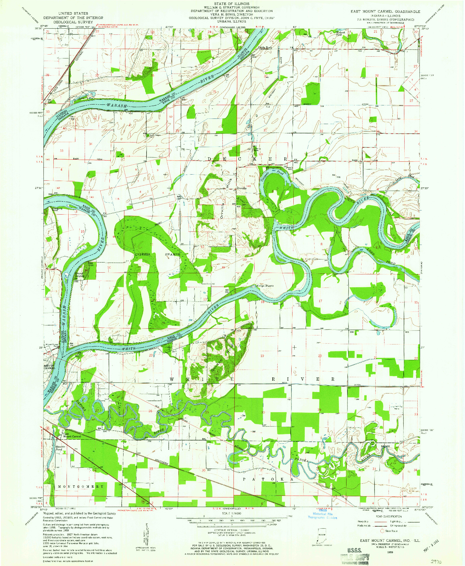 USGS 1:24000-SCALE QUADRANGLE FOR EAST MOUNT CARMEL, IN 1959