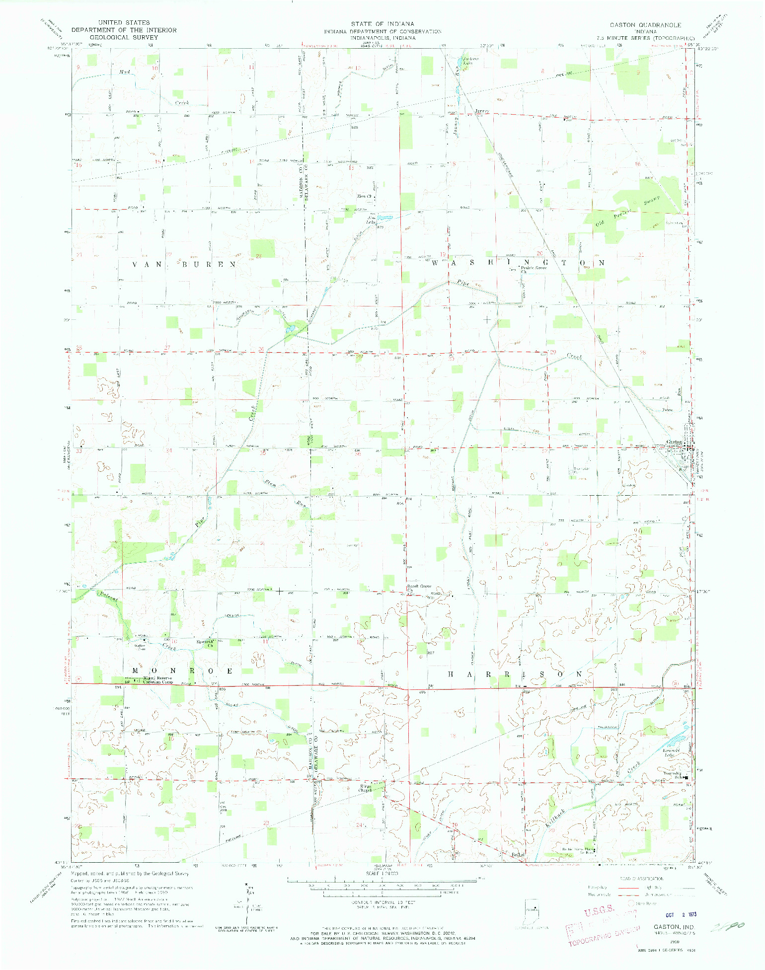 USGS 1:24000-SCALE QUADRANGLE FOR GASTON, IN 1960