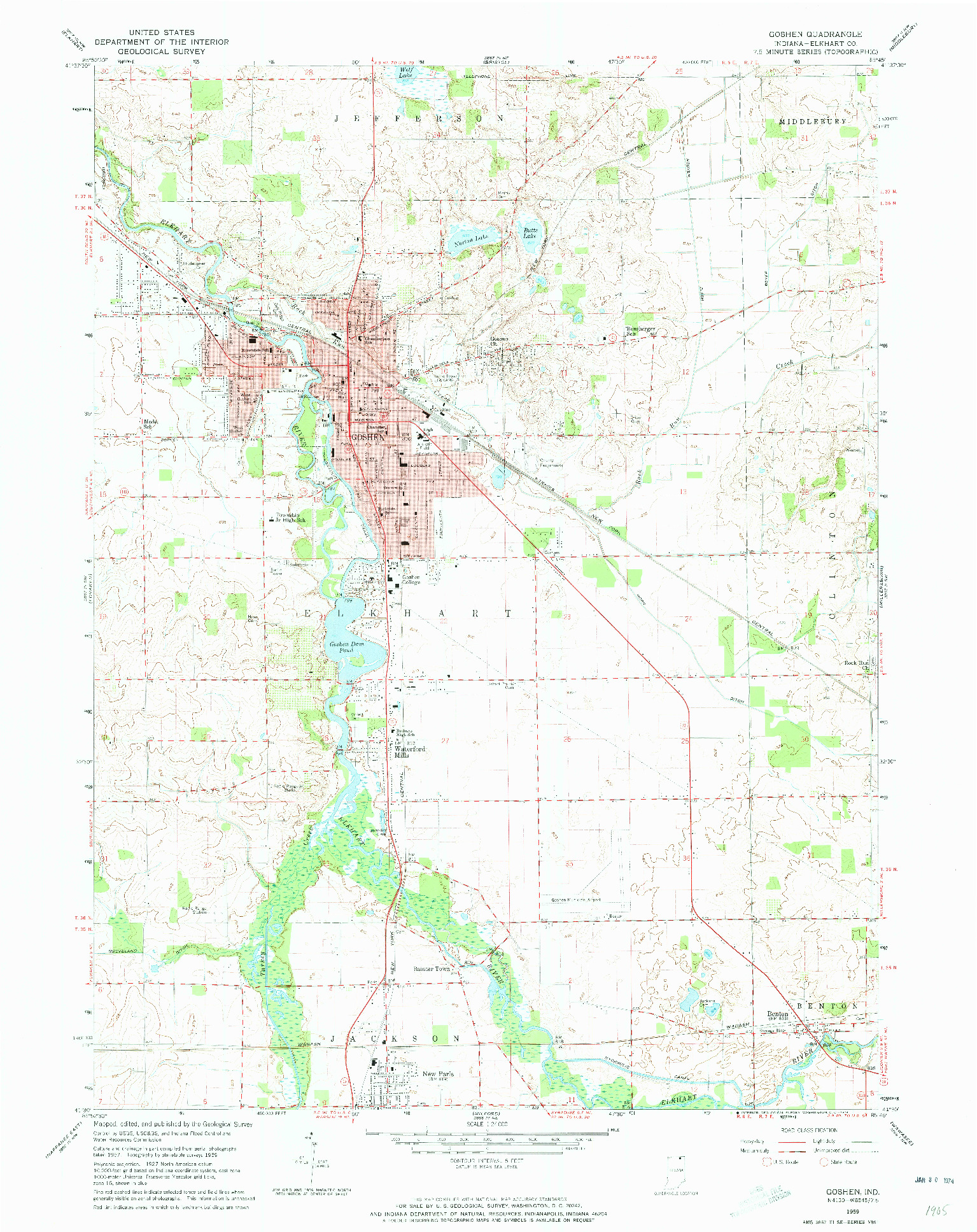 USGS 1:24000-SCALE QUADRANGLE FOR GOSHEN, IN 1959