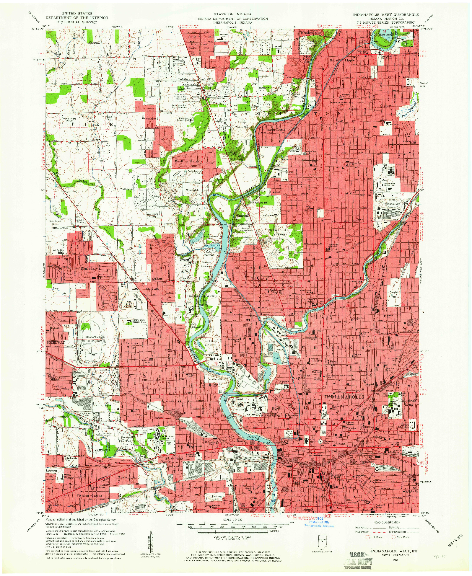 USGS 1:24000-SCALE QUADRANGLE FOR INDIANAPOLIS WEST, IN 1959