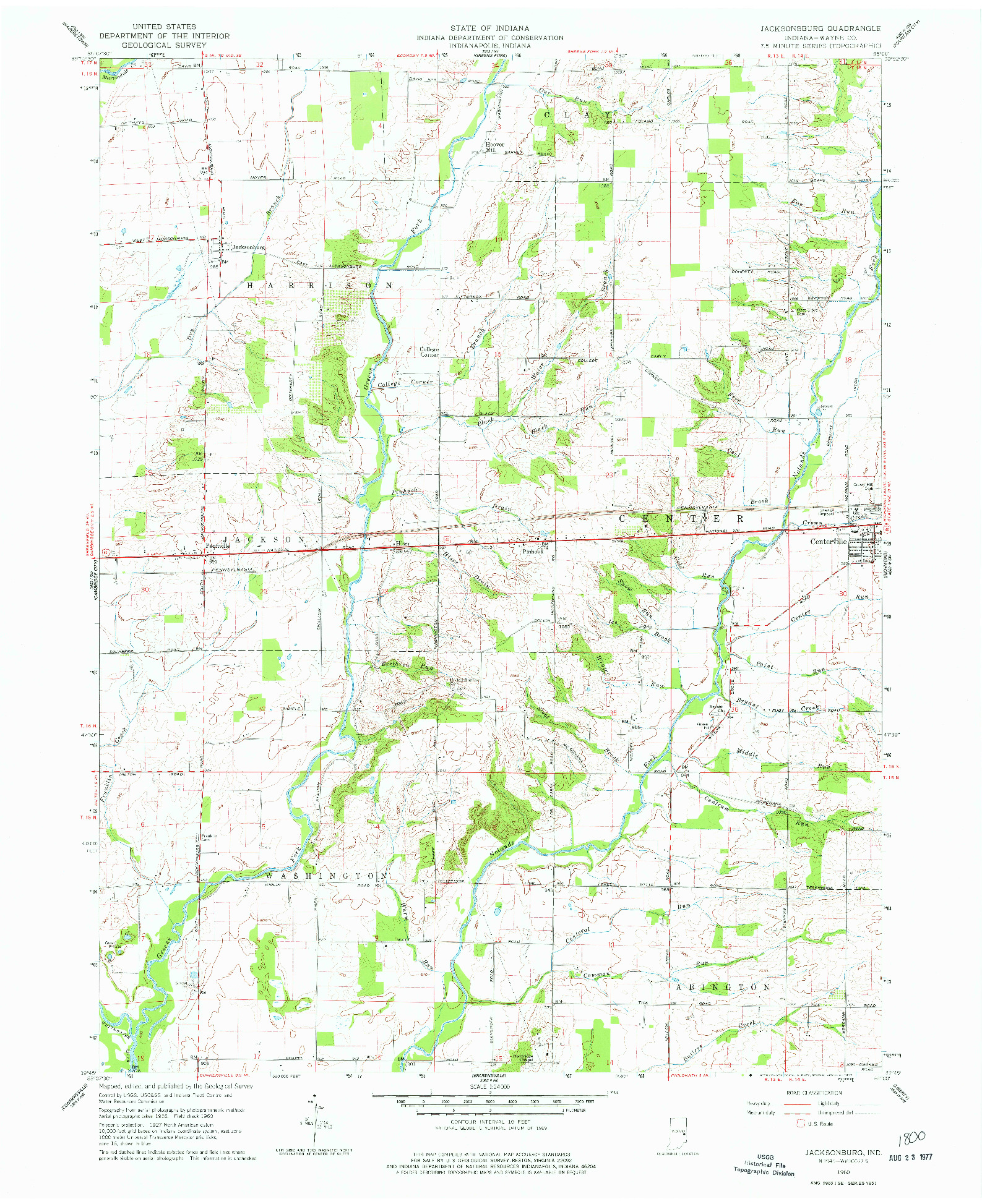 USGS 1:24000-SCALE QUADRANGLE FOR JACKSONBURG, IN 1960