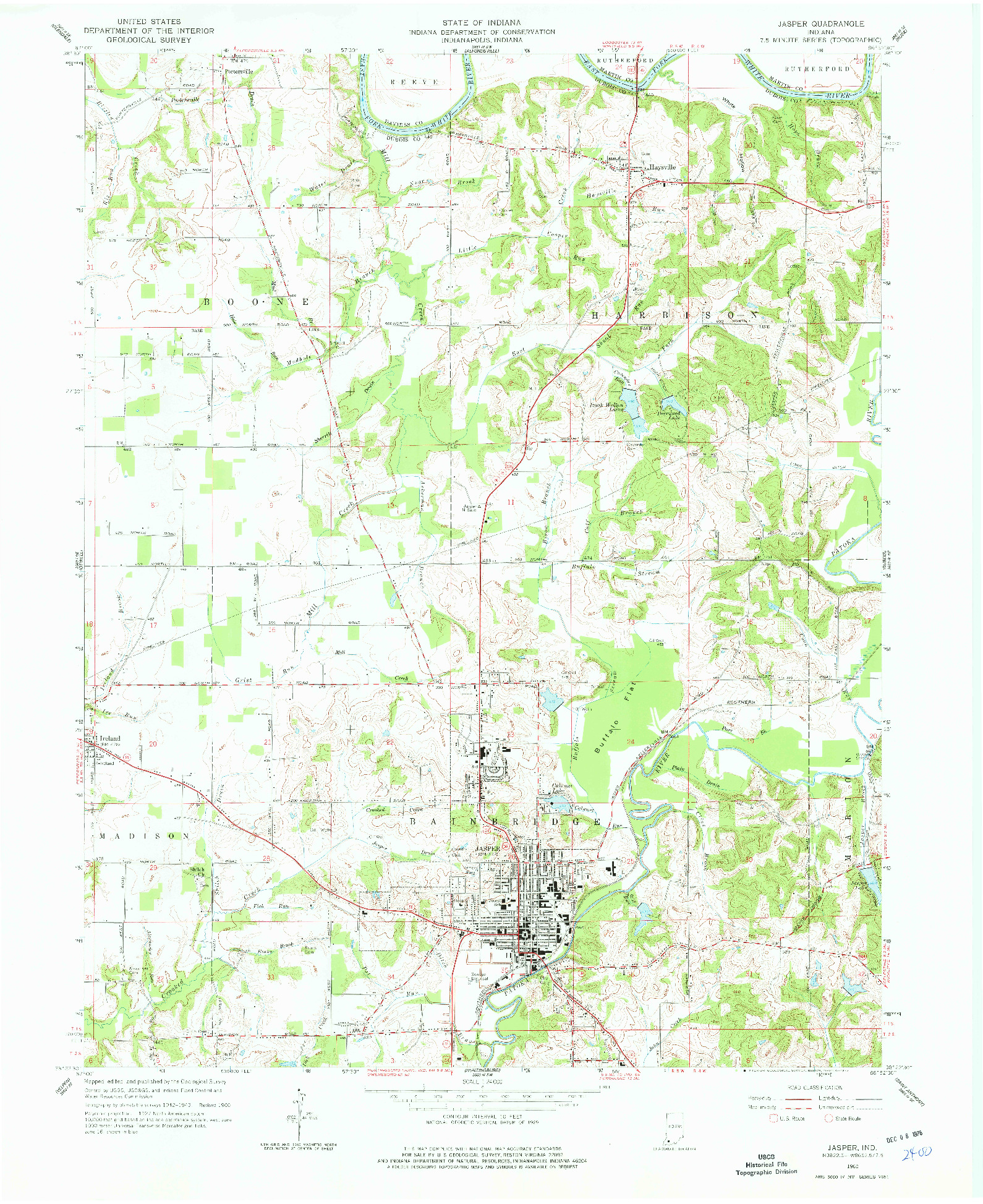 USGS 1:24000-SCALE QUADRANGLE FOR JASPER, IN 1960