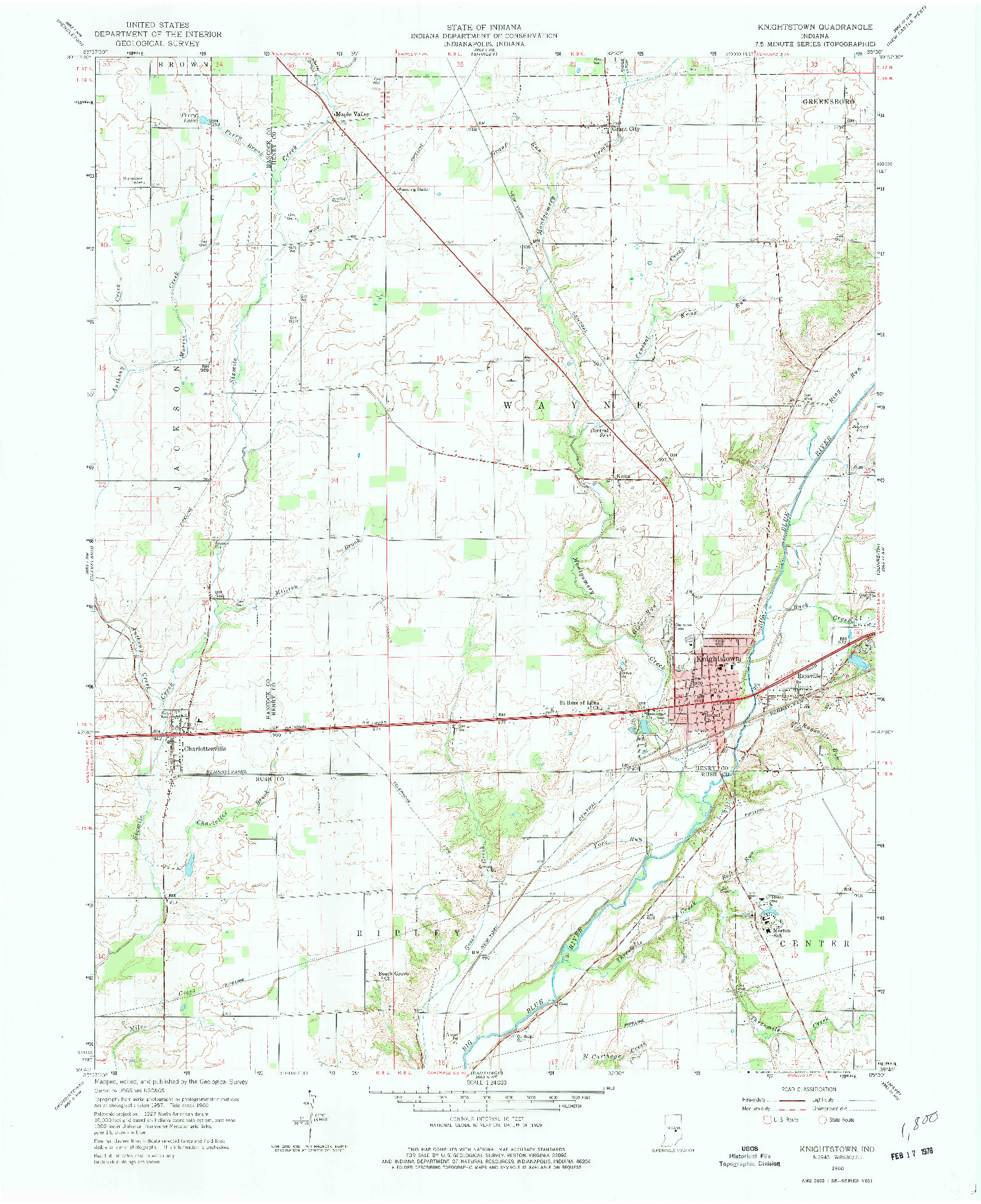 USGS 1:24000-SCALE QUADRANGLE FOR KNIGHTSTOWN, IN 1960