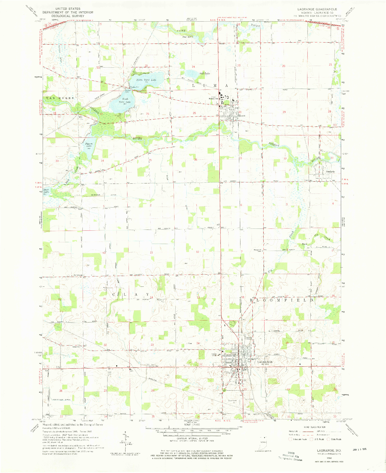 USGS 1:24000-SCALE QUADRANGLE FOR LAGRANGE, IN 1960