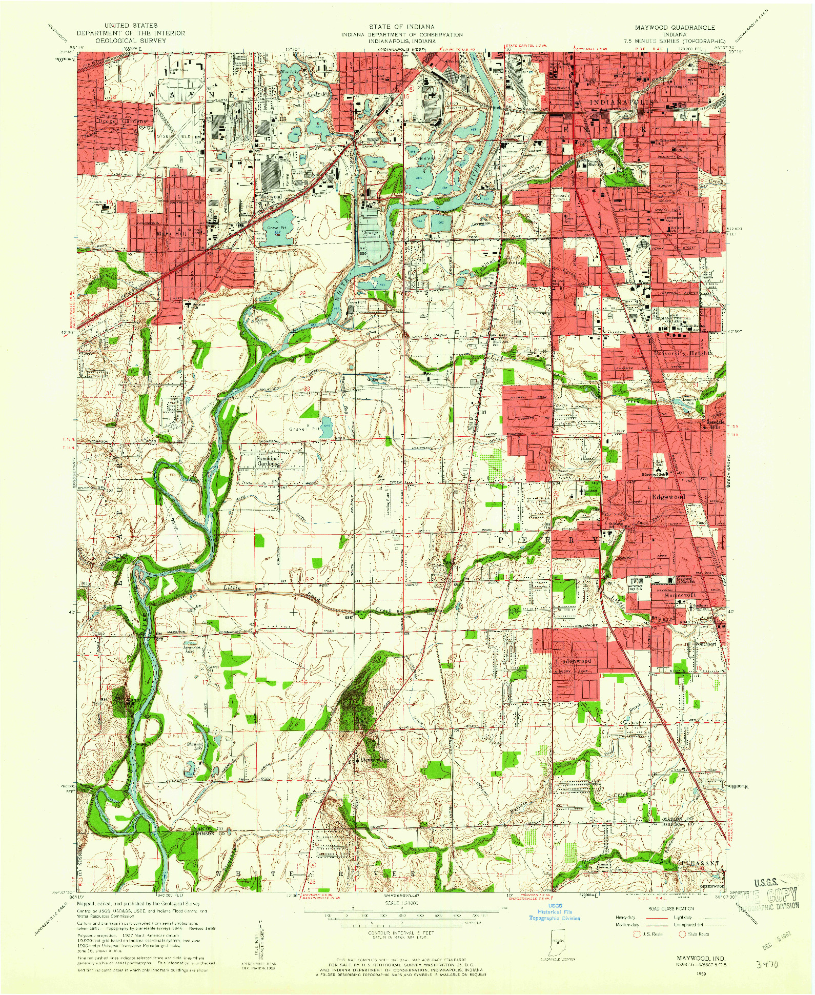 USGS 1:24000-SCALE QUADRANGLE FOR MAYWOOD, IN 1959