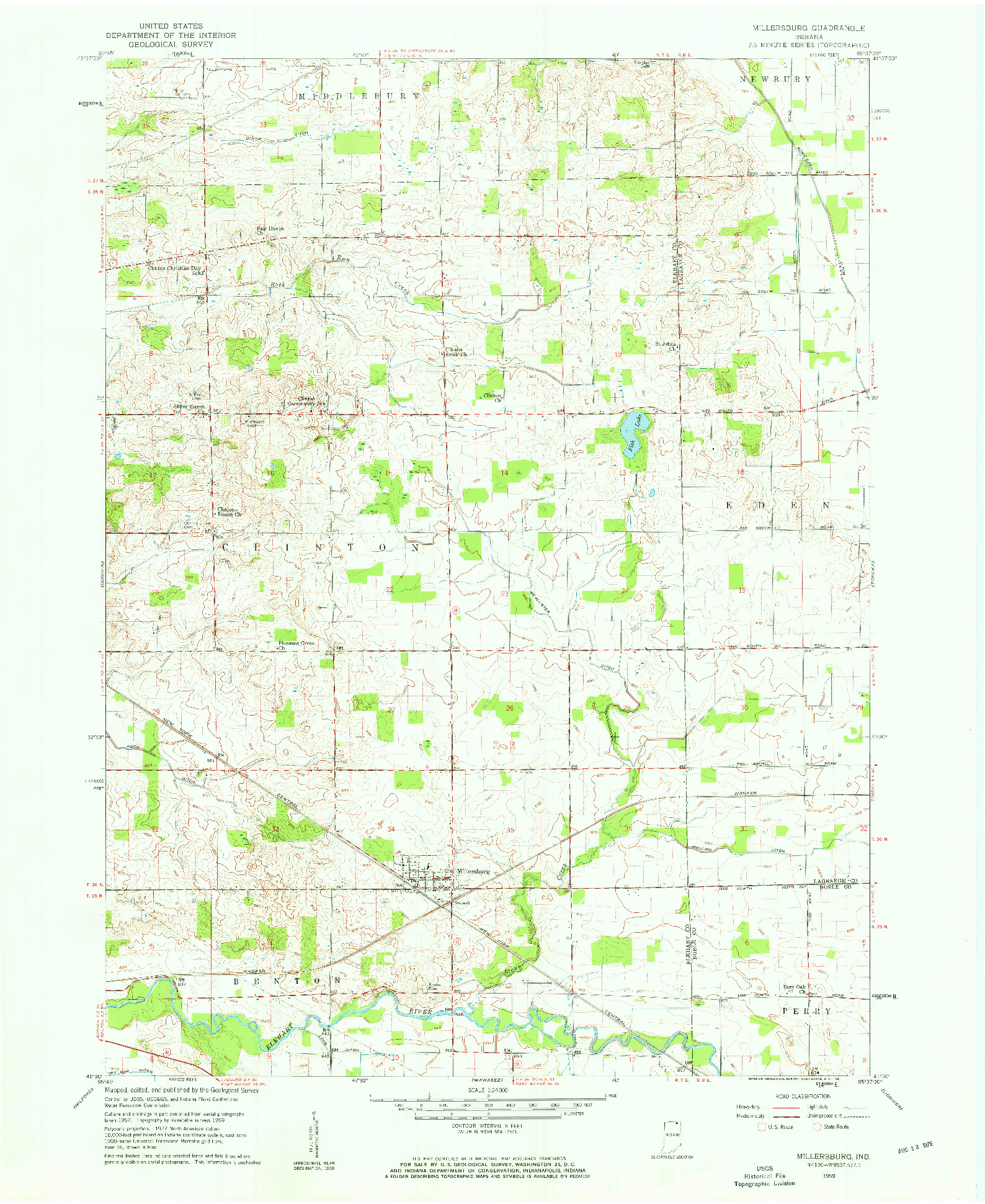 USGS 1:24000-SCALE QUADRANGLE FOR MILLERSBURG, IN 1959