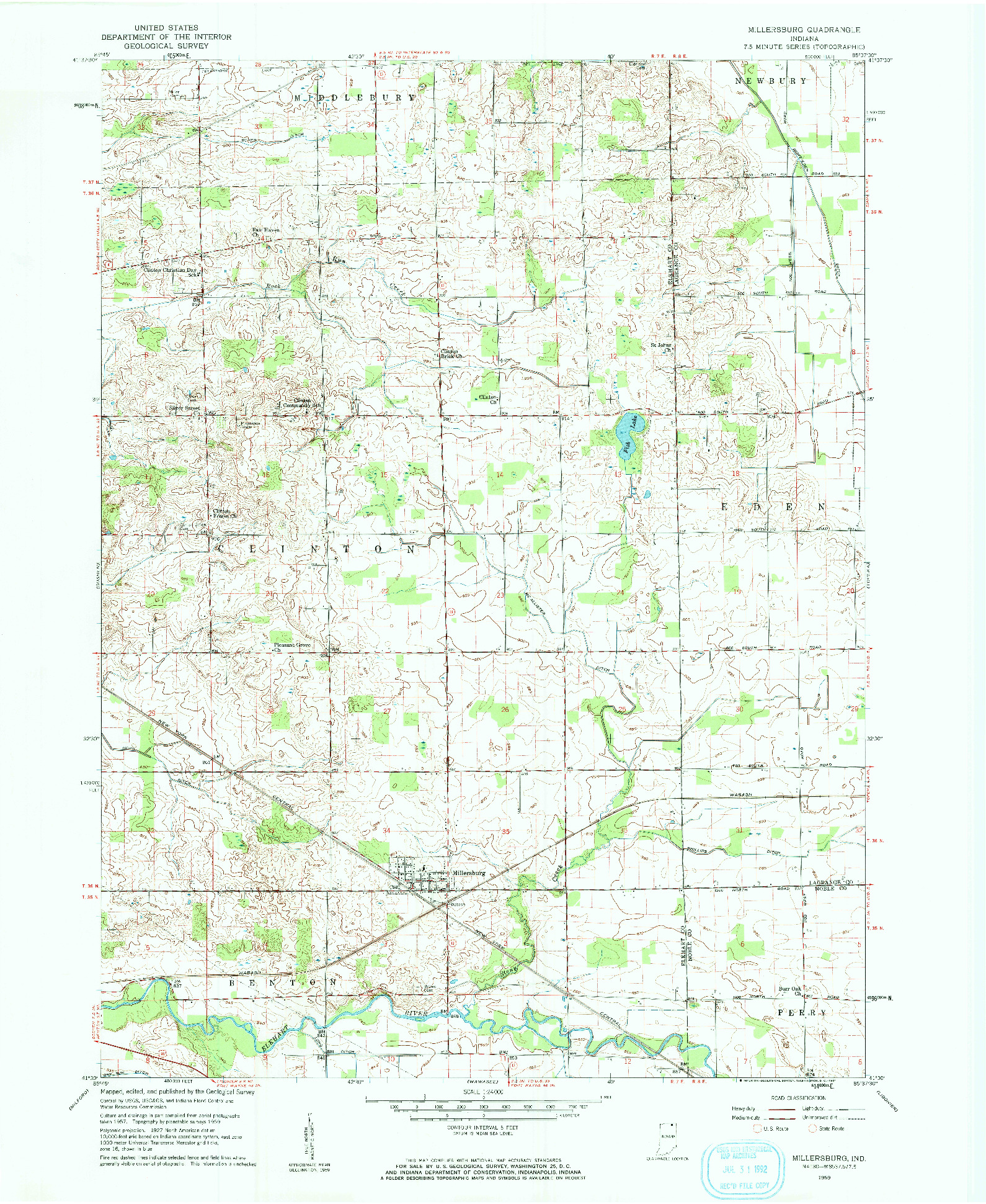 USGS 1:24000-SCALE QUADRANGLE FOR MILLERSBURG, IN 1959