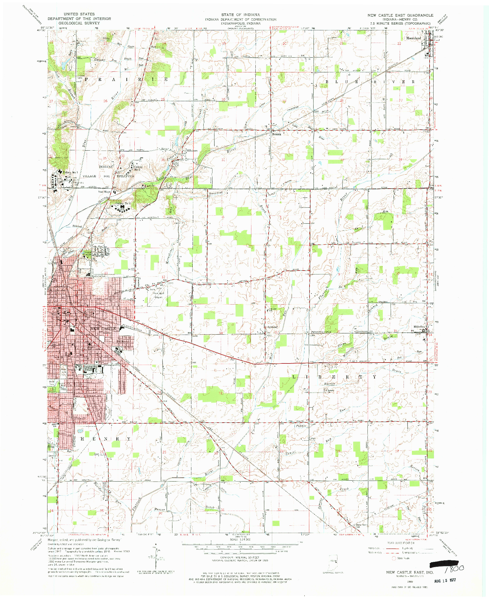 USGS 1:24000-SCALE QUADRANGLE FOR NEW CASTLE EAST, IN 1960